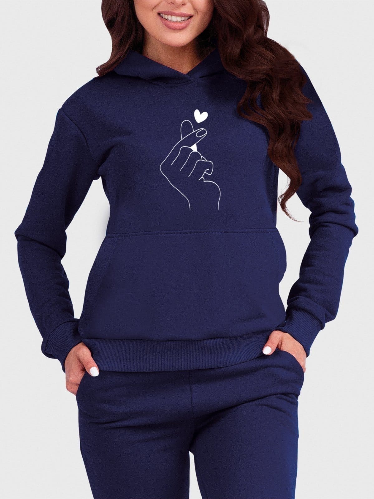 Vista principal Blusa de Frio Moletom Feminino Canguru ão Coreana Benellys Marinho Benellys azul marinho