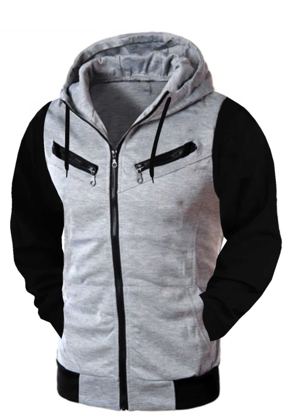 Vista 2 Kit Jaqueta Ziper e Blusa De Moletom Fechada Com Capuz Esporte Inverno Urbano Relaxado azul marinho/cinza