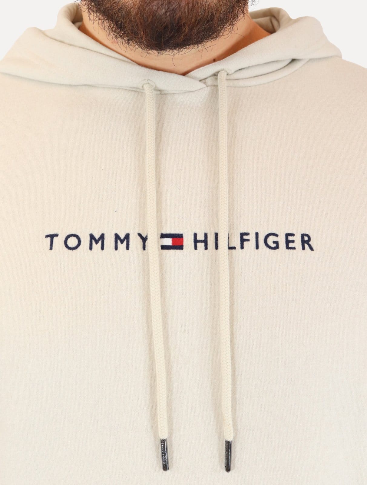 Vista 2 Moletom Tommy Hilfiger Masculino Chest Insert Flag Hoodie Creme Tommy Hilfiger off-white