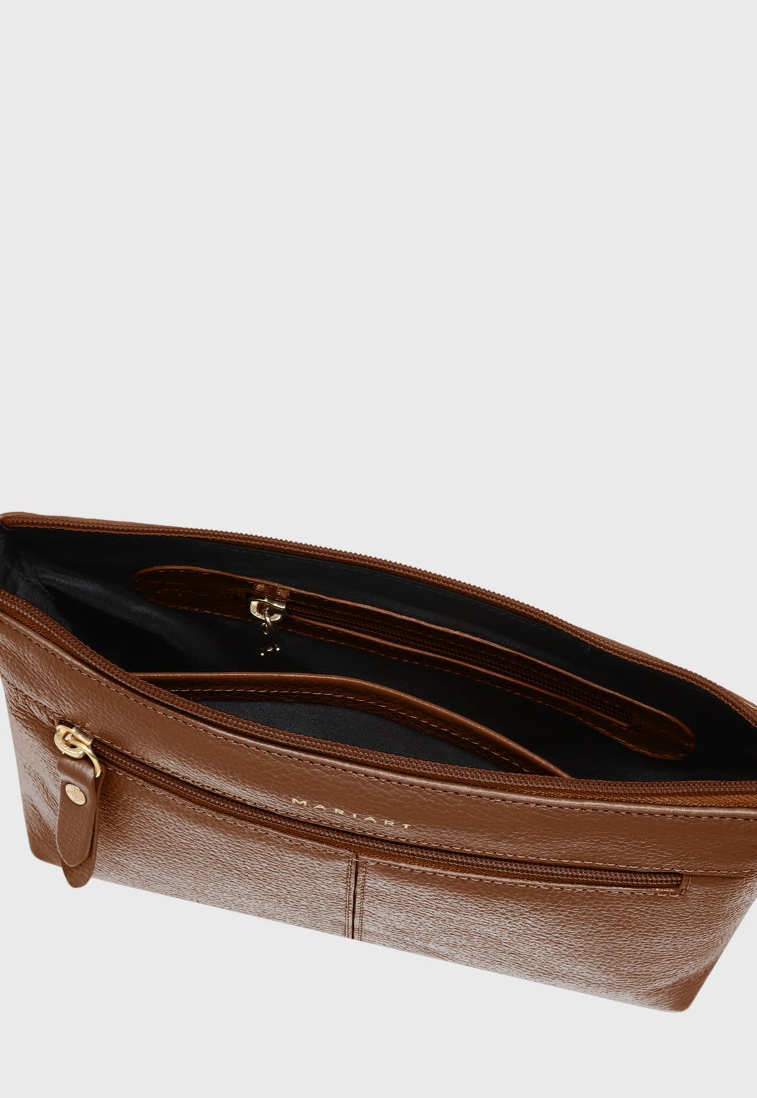 Vista 2 Bolsa Transversal Couro Mariart Cipozinho Camel Mariart caramelo