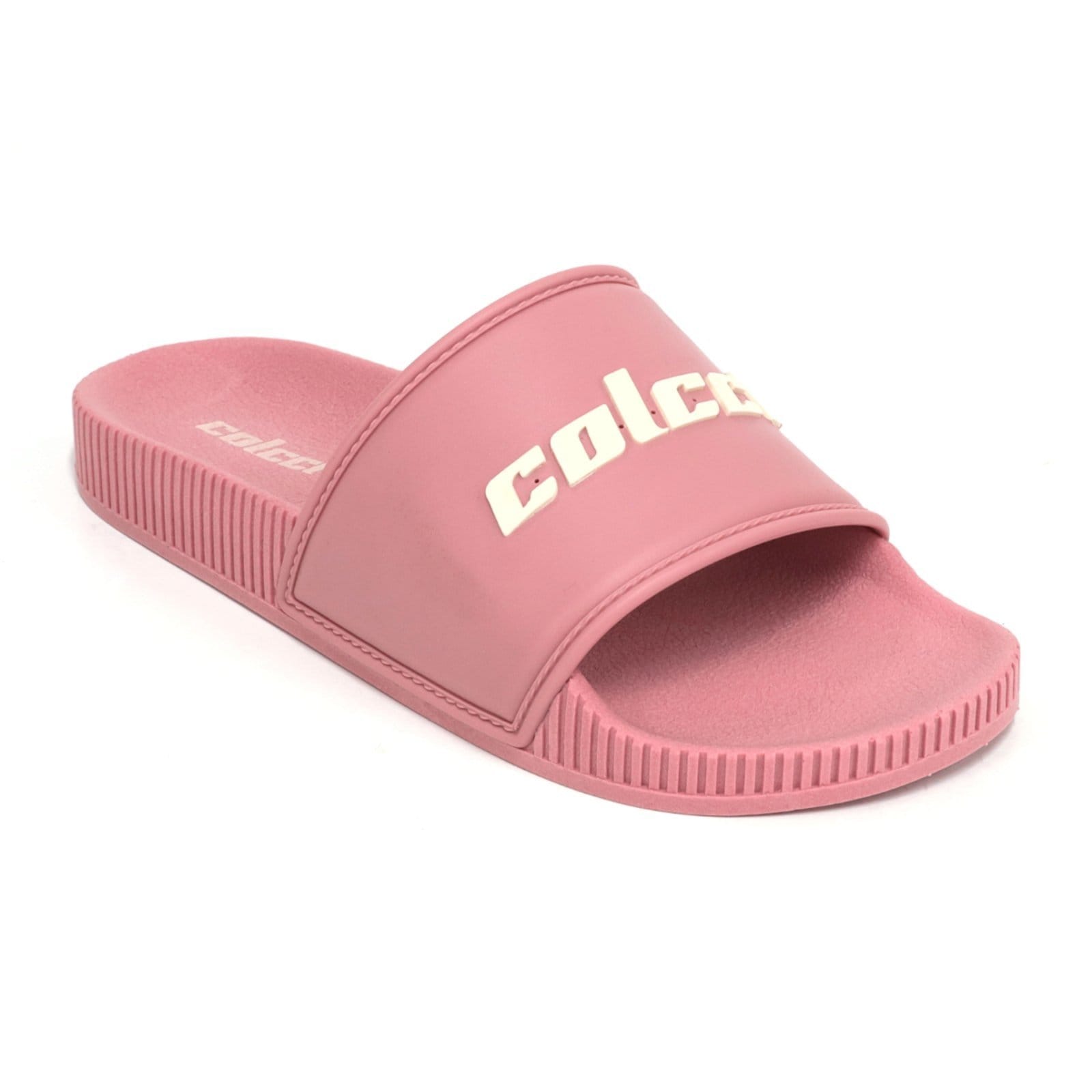 Vista principal Slide Feminino Beni Colcci Techfit Tira Larga Esportivo Rosa Popcorn Colcci branco rosa