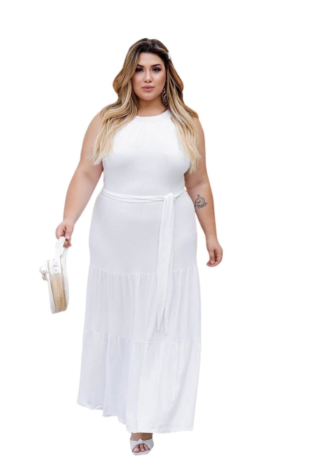 Vestido Longo Plus size Liso Viscolycra Ano Novo Réveillon