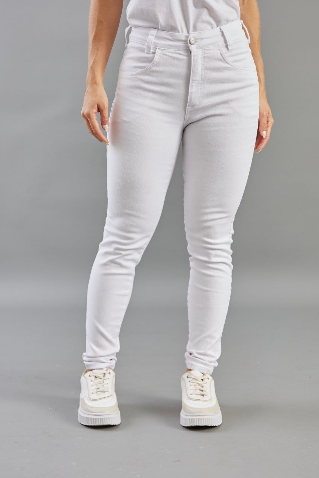 Calça de Sarja Feminina Branca Skinny Dialogo