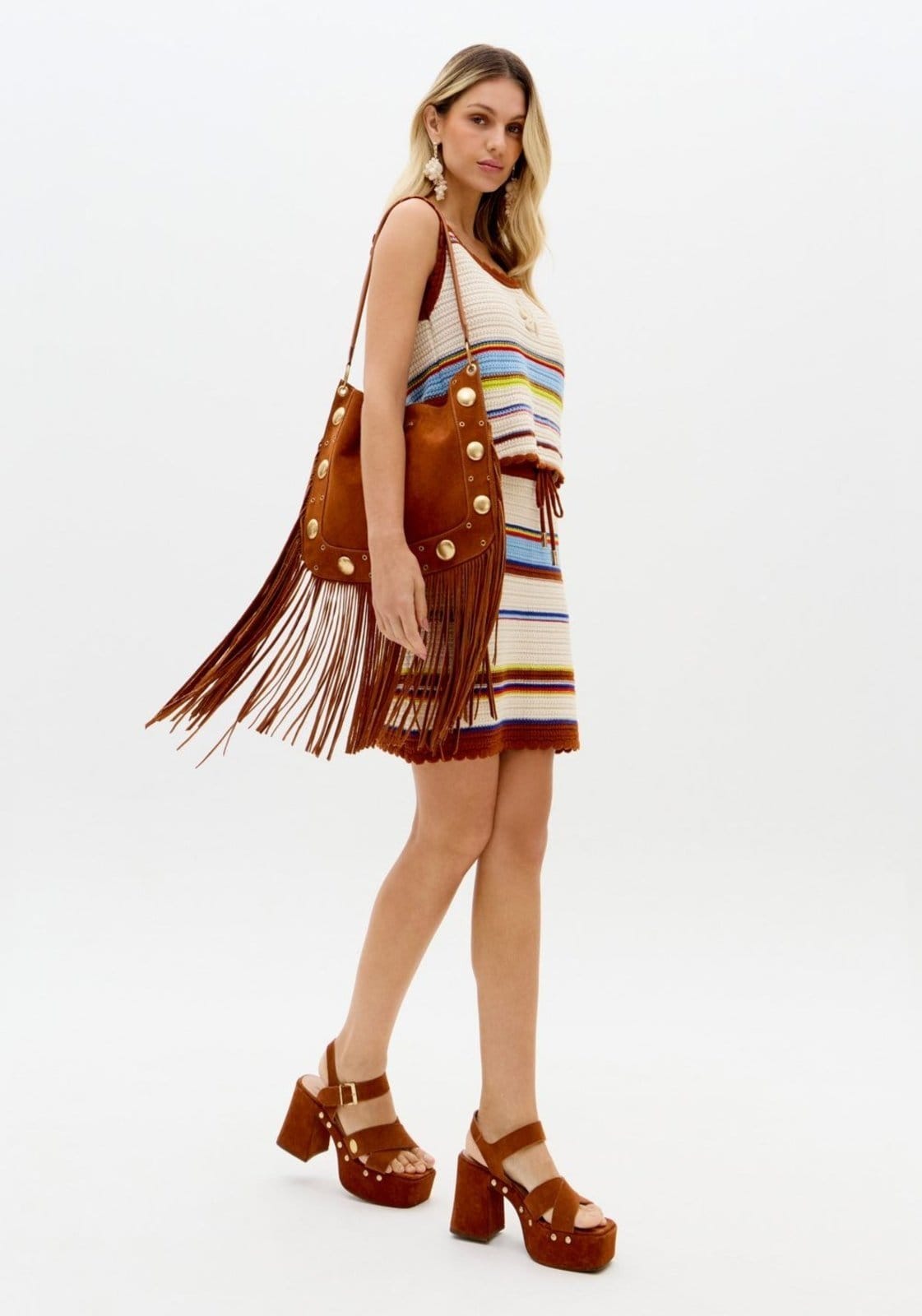 Saia Curta De Tricô Cintura Alta