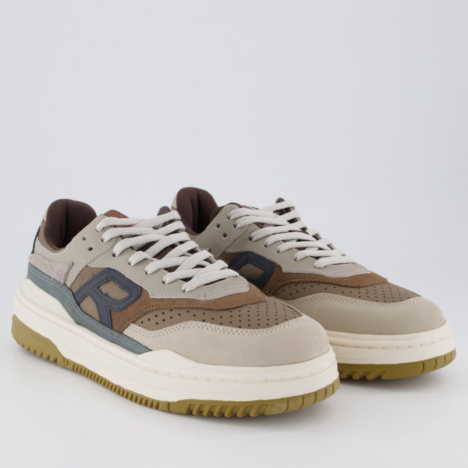 Vista 2 Tênis Reserva R-Broox Cáqui e Marrom Reserva bege
