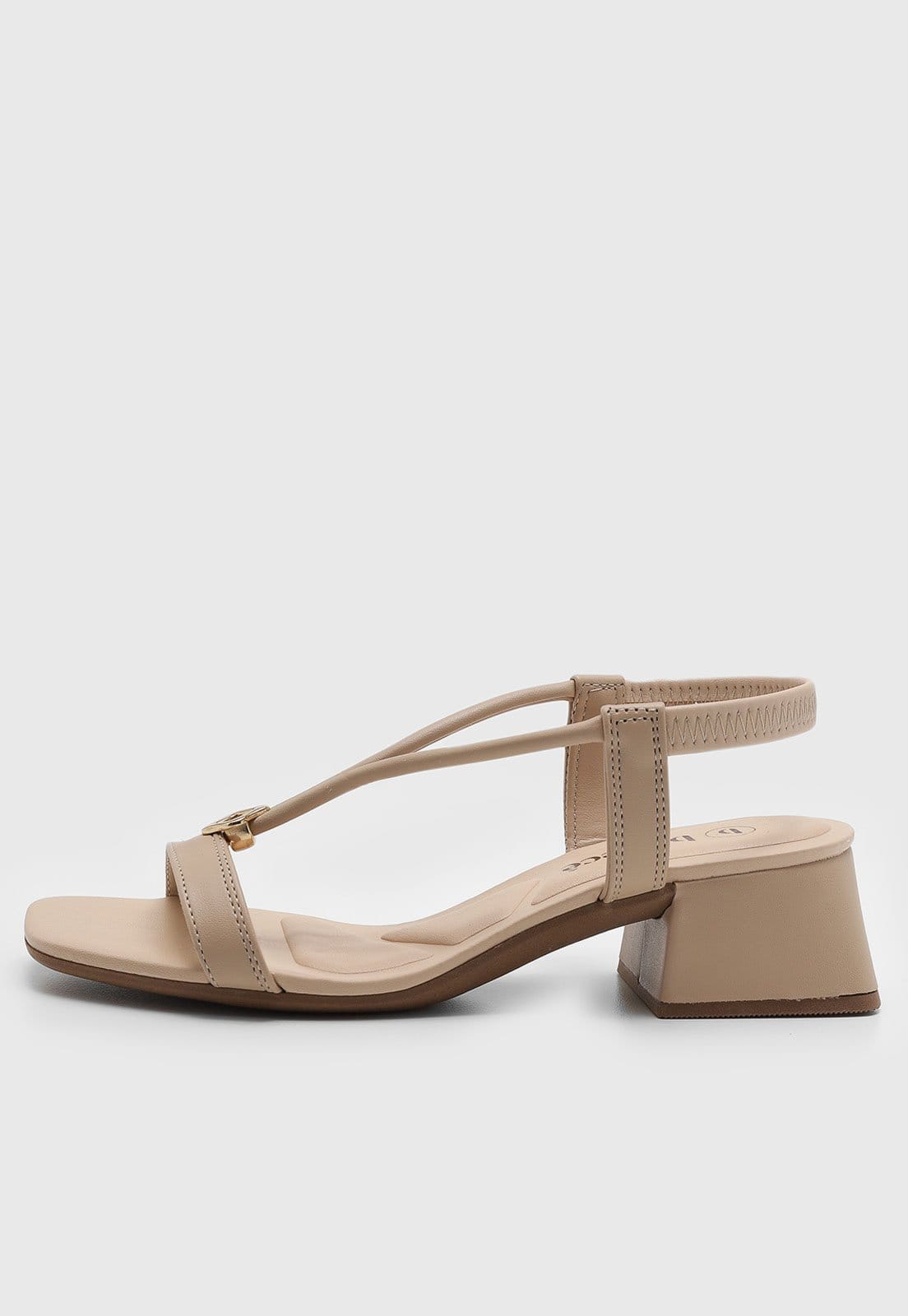 Sandália Feminina cê Salto Bloco Detalhe Metálico