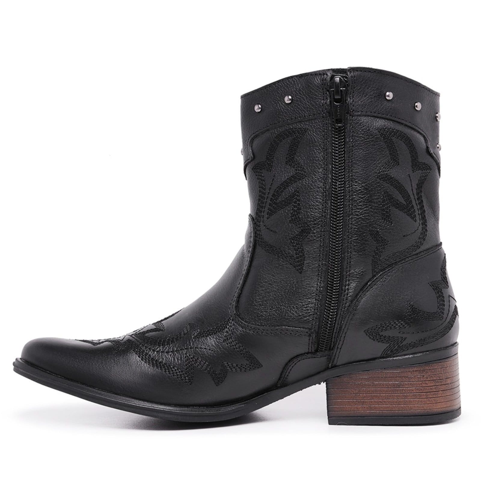 Vista 2 Bota Country Feminina Luxo Cano Médio De Couro Salto Baixo Mod.11002 Mister Couros branco