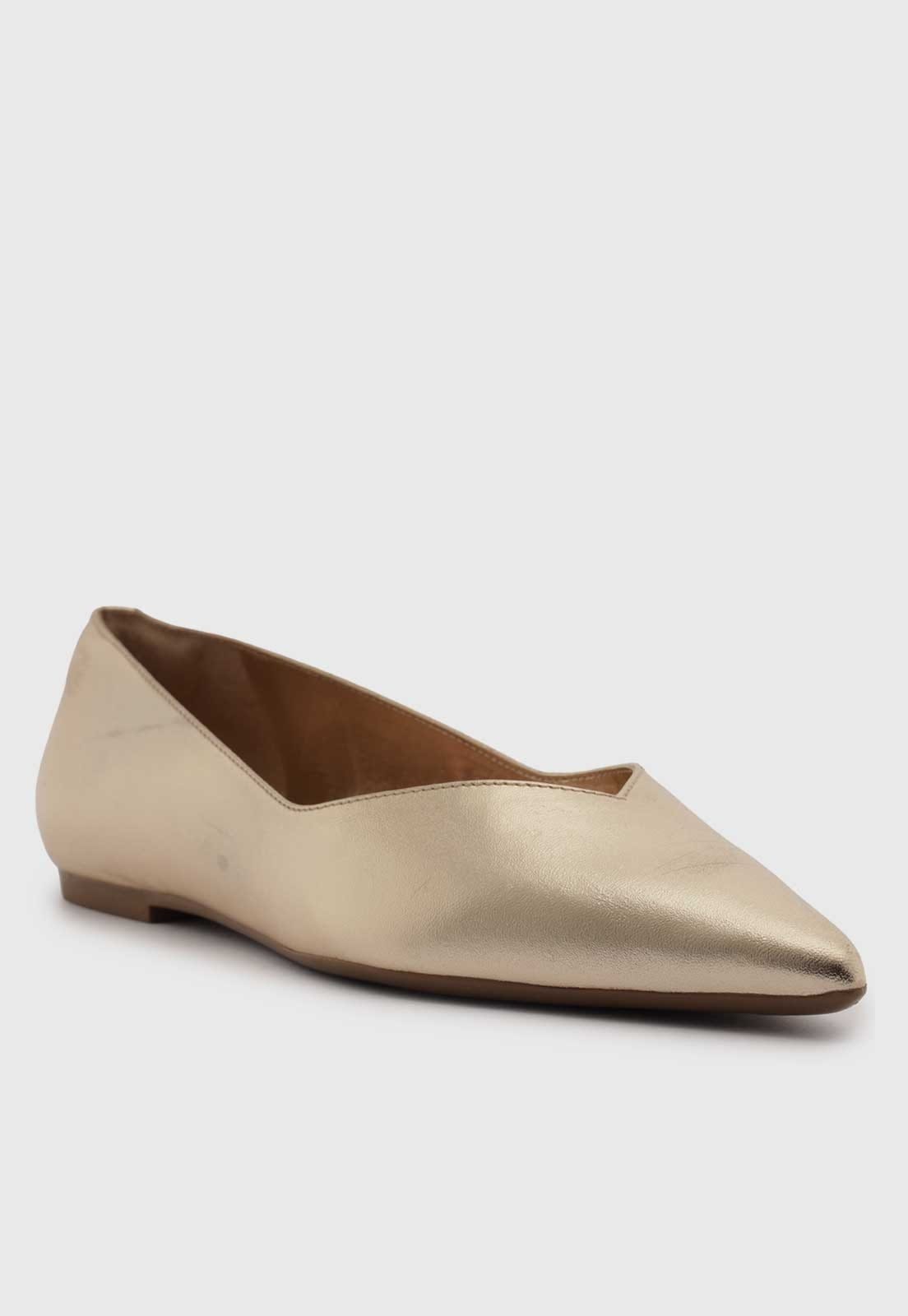 Vista 2 Sapatilha Arezzo Bico Fino Dourada Arezzo dourado