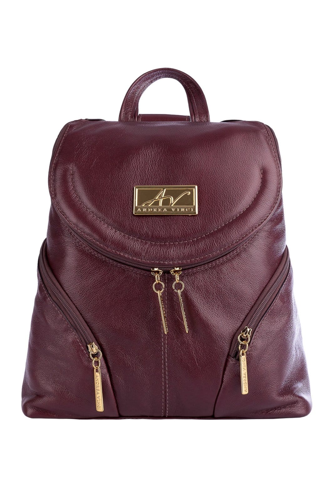 Mochila pequena de couro liso Cecília - Marsala