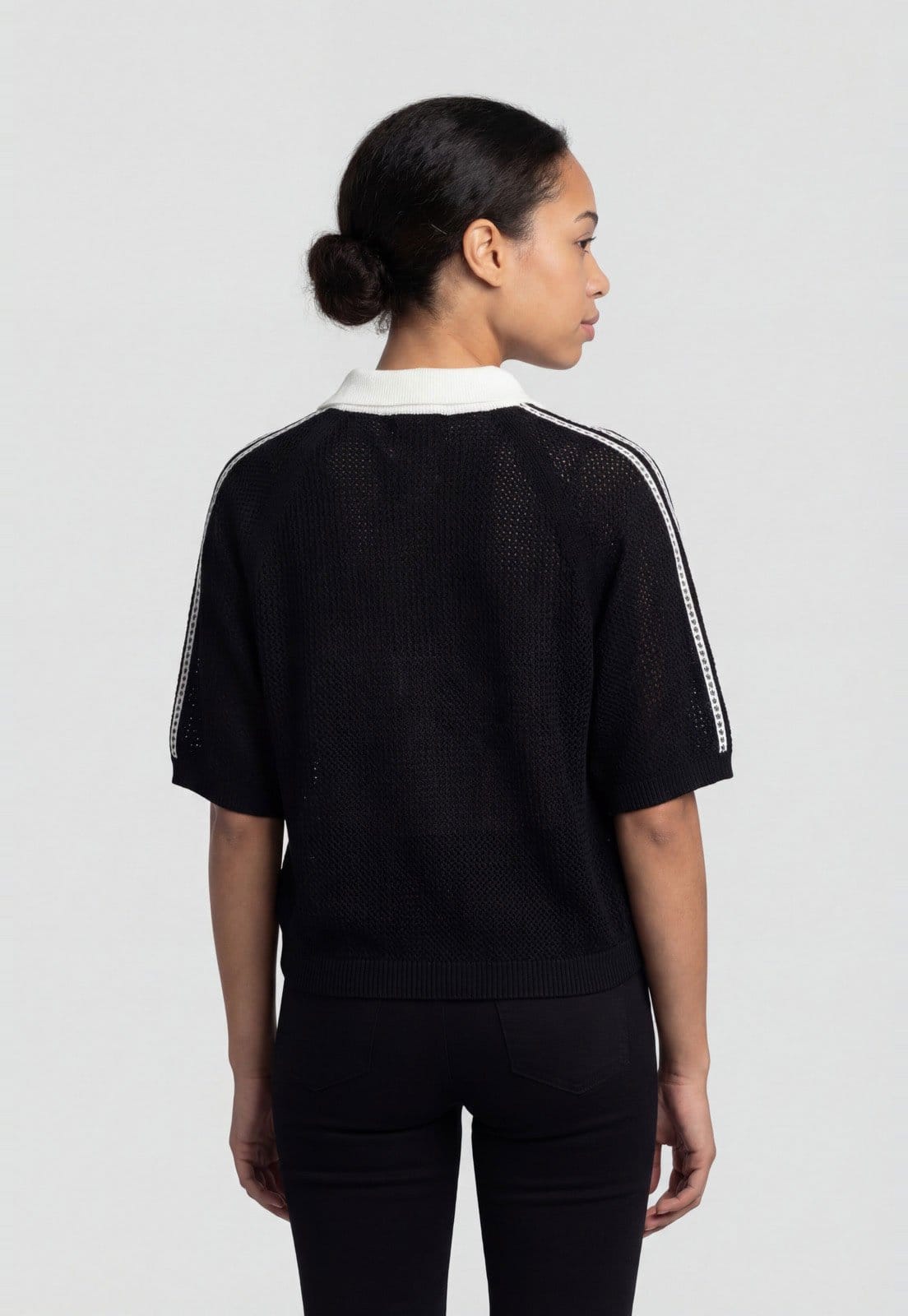 Vista 2 Camisa Feminina adidas Originals Crochet Polo Preta adidas Originals preto
