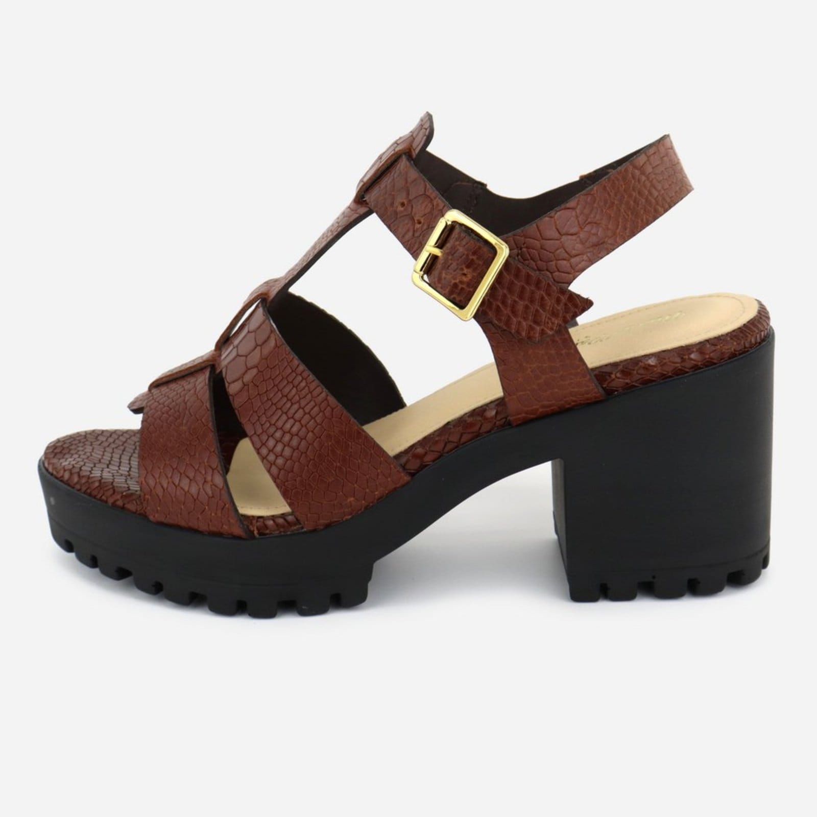 Tamanco Croco Cabedal Maria Paula Couro Tratorado