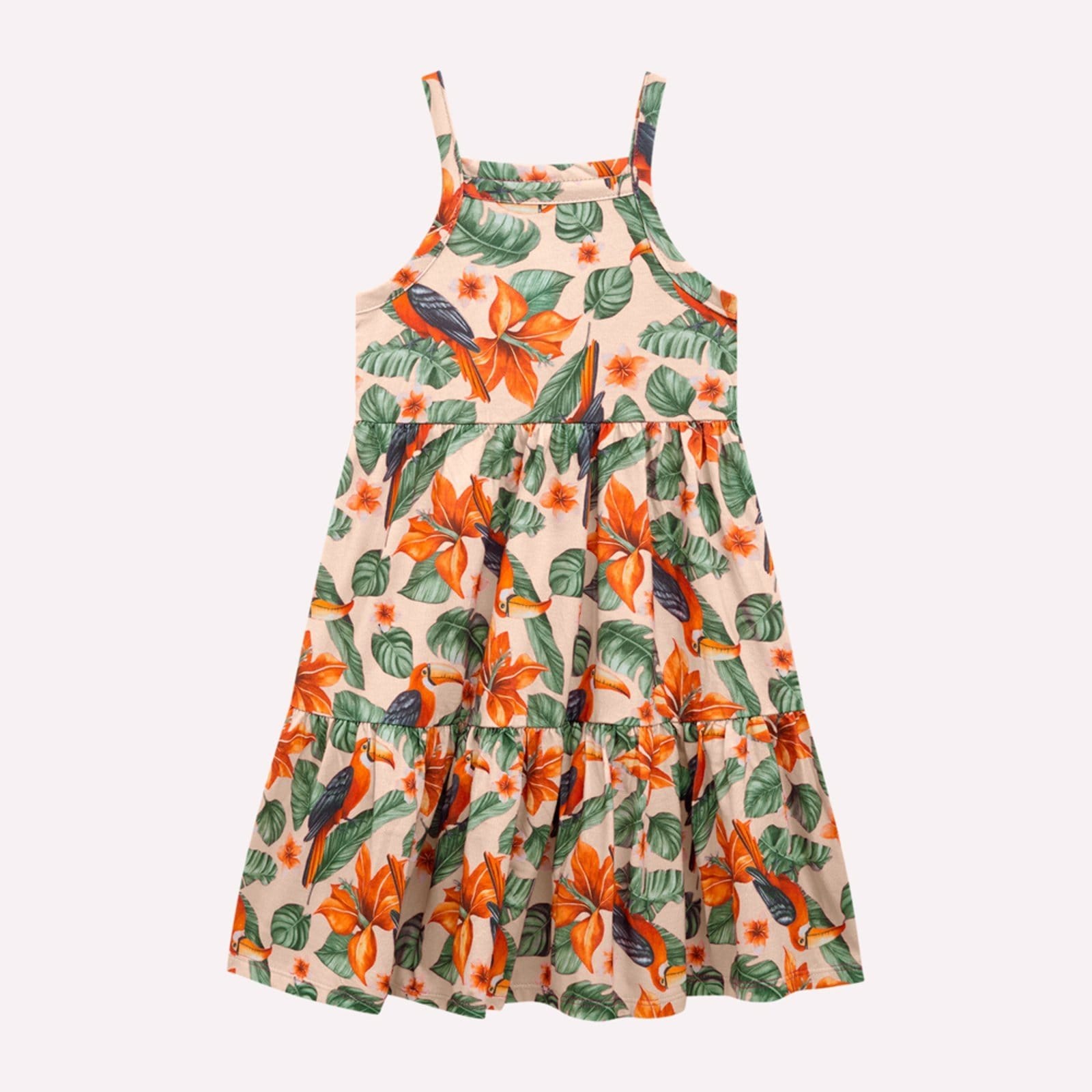 Vista 2 Infantil - Vestido Menina Tropical Nanai amarelo