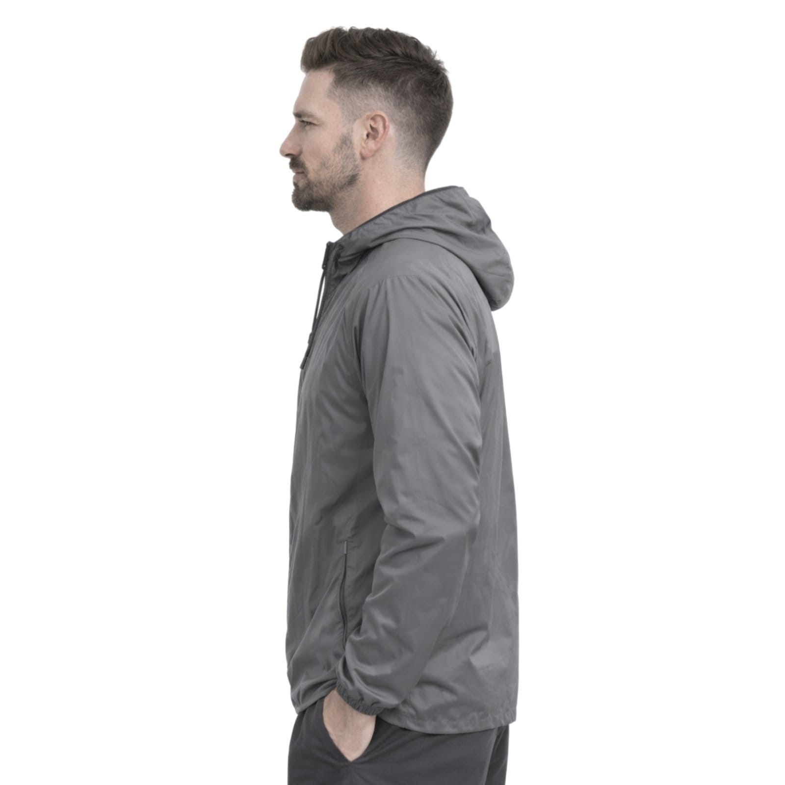 Vista 2 Jaqueta Corta Vento Impermeável Masculino Leve e Confortável Estilo Casual Liso Relaxado preto