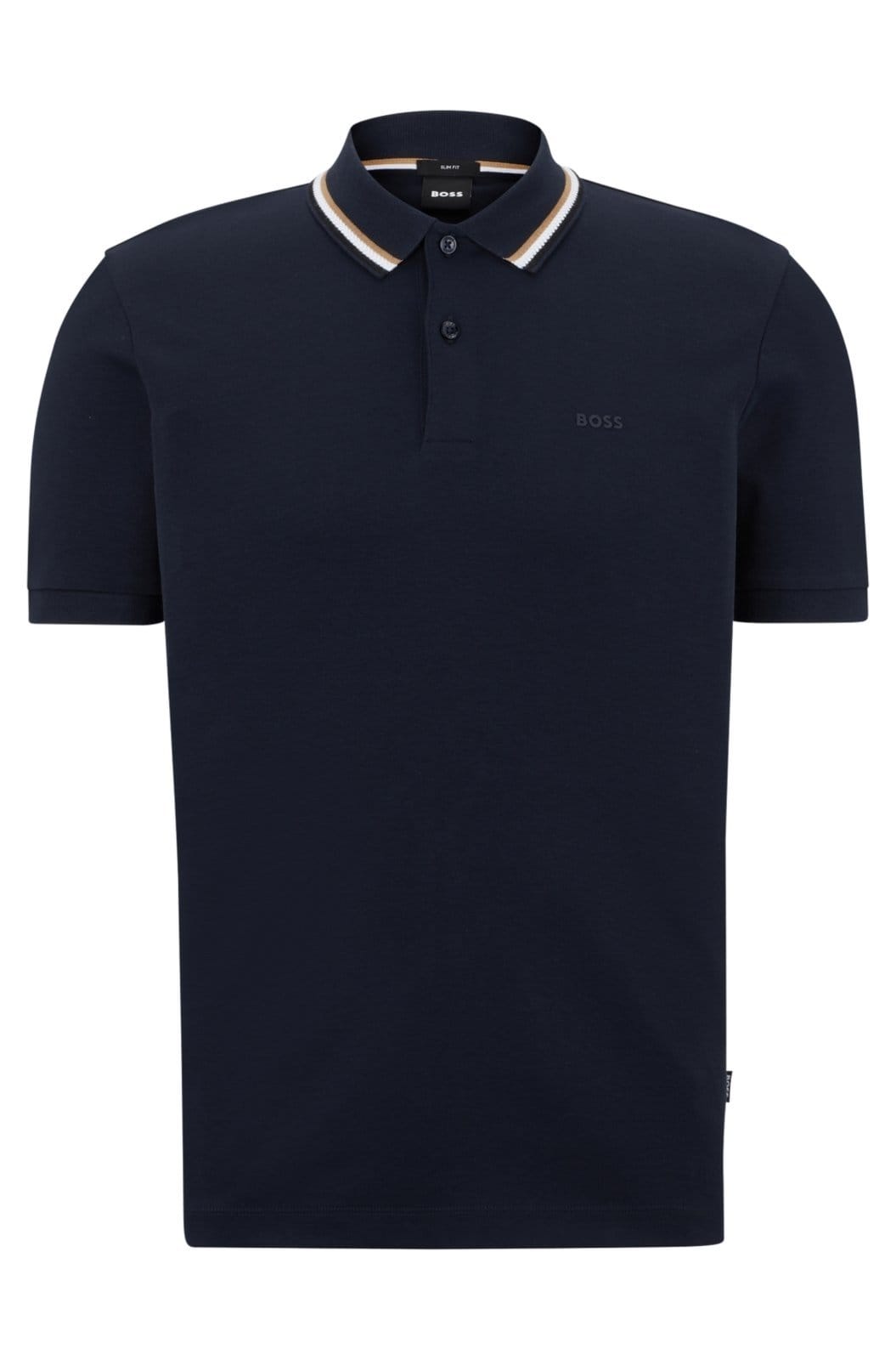 Polo De Ajuste Slim Em Algodão Com Colarinho Às Riscas