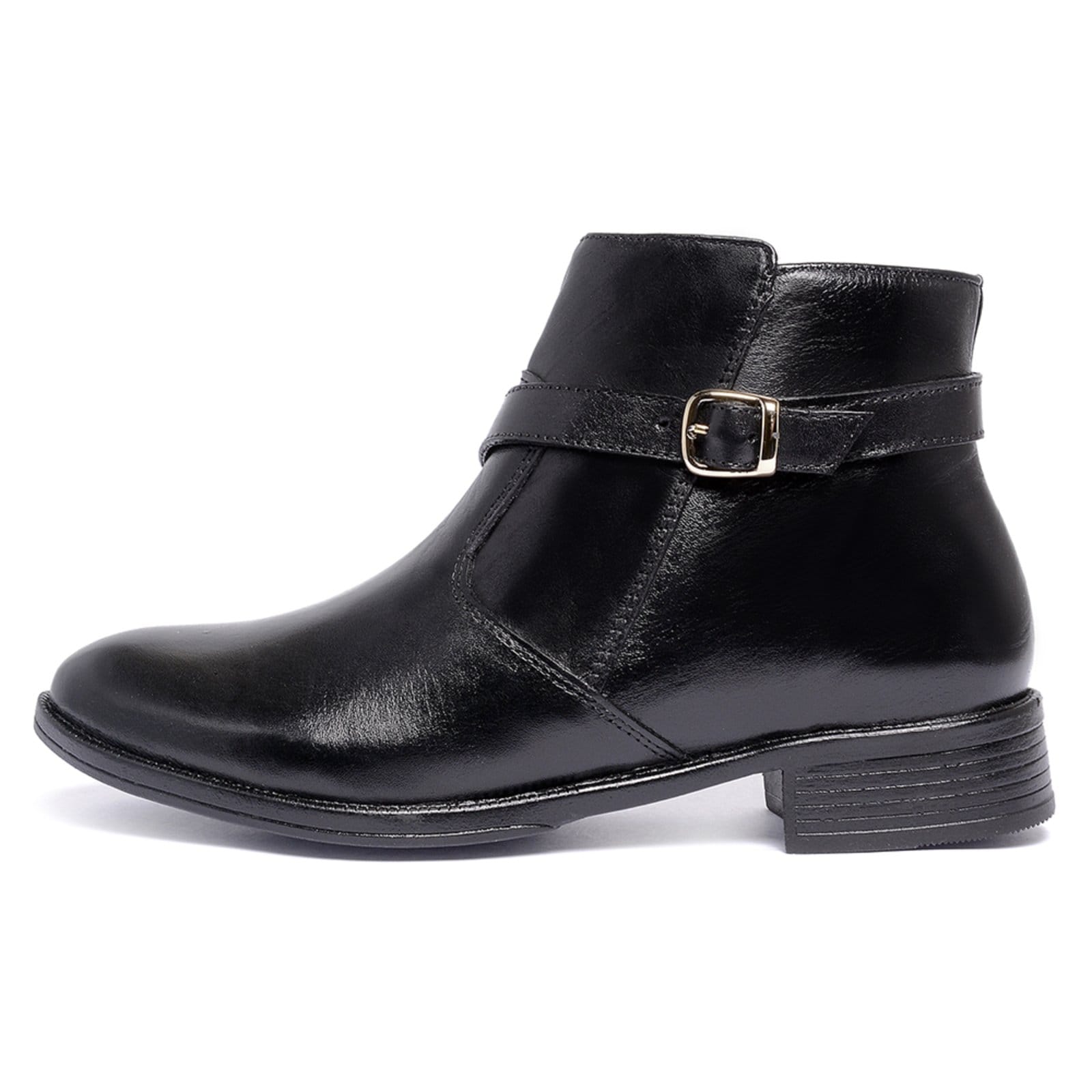 Bota Montaria Cano Curto Feminina Ferrile em Couro Zíper Preta