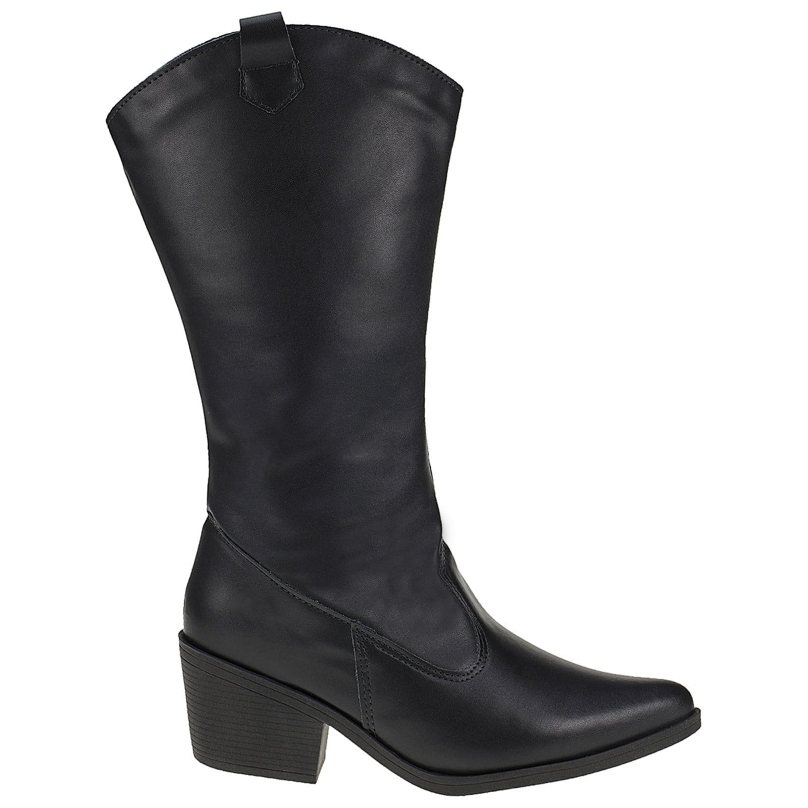 Vista 2 Bota Feminina Texana Lóris Shoes Cano Longo Moda Country Rodeio Bico Fino com Zíper LÓRIS SHOES preto