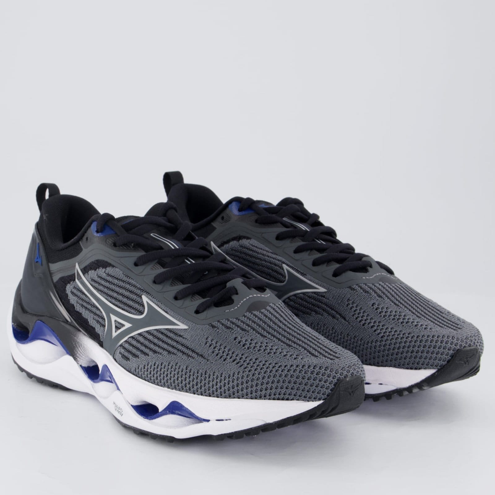 Vista 2 Tênis Mizuno Wave Stratos 3 Cinza e Azul Mizuno cinza azul