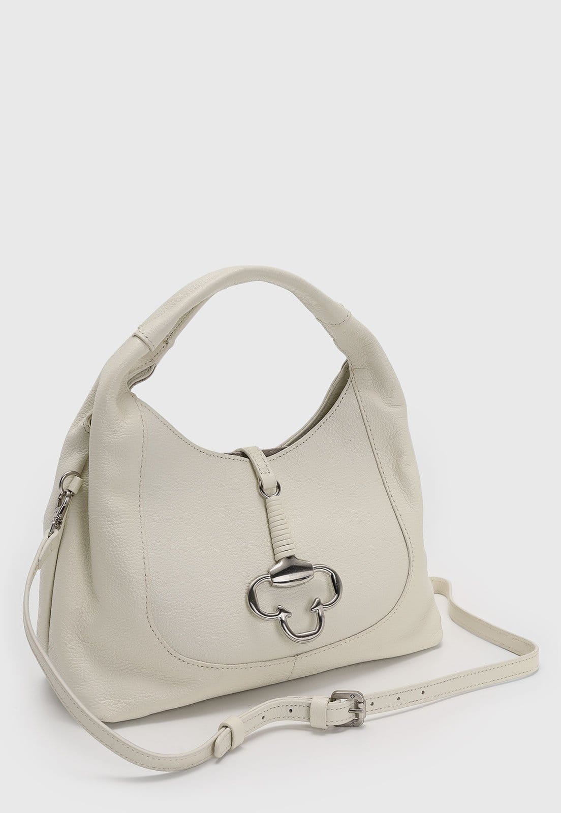 Vista 2 Bolsa Média Capodarte Monograma Prateado Off-White Capodarte off-white white