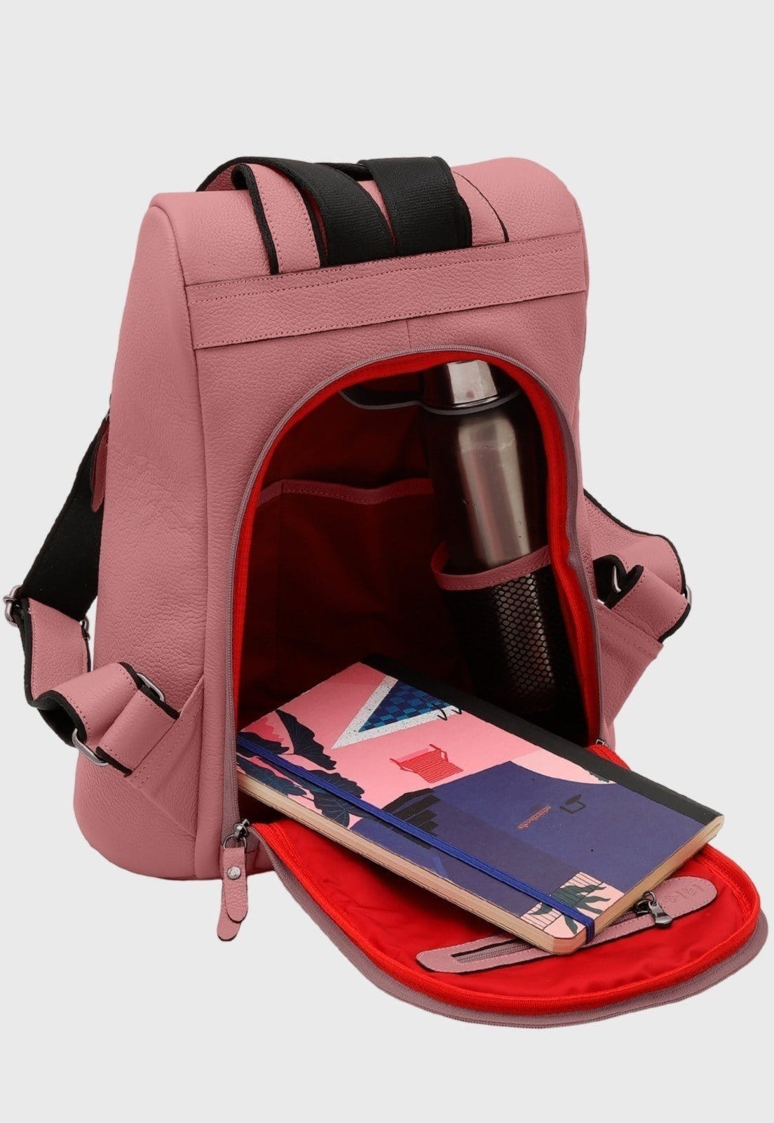 Vista 2 Mochila de Couro Mariart Dália Blush Mariart rosa