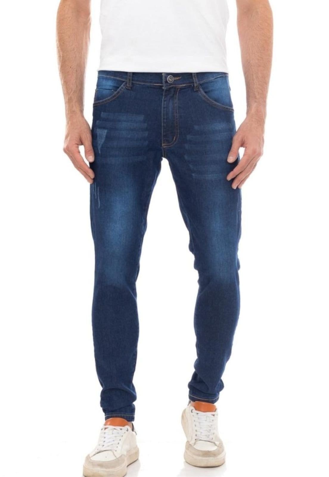 Calça Masculina Jeans Tempo Hábil Skinny Premium Puídos Fashion