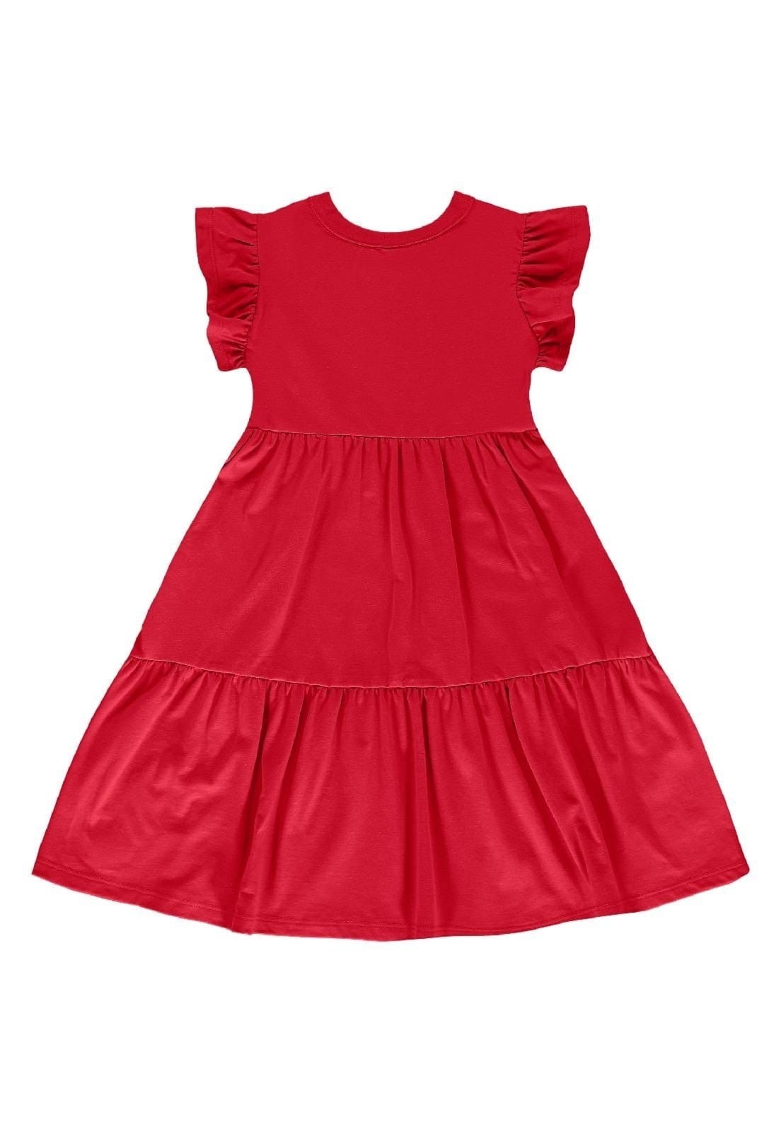Vista 2 Infantil - Vestido Manga Curta Bee Loop Bee Loop vermelho
