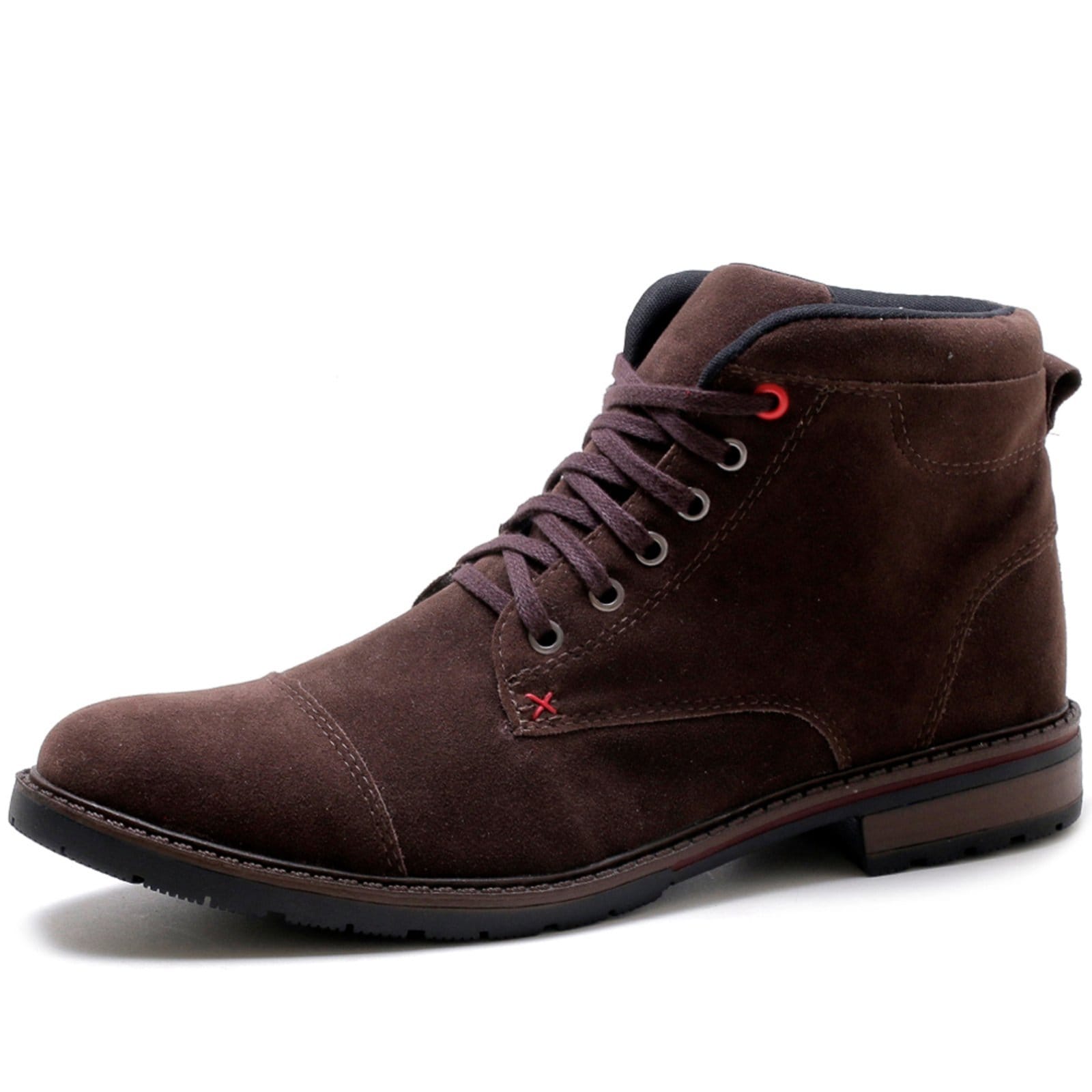 Vista 2 Bota Coturno Masculina Camurça Confortável ÉPICO CALÇADOS café