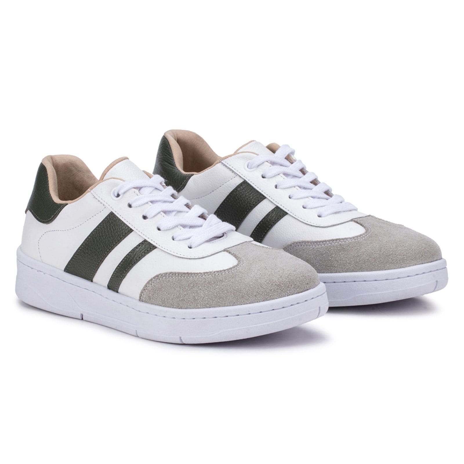 Vista 2 Tênis Feminino Bella Nina Couro Casual Confortável Moderno Caminhada Branco Com Bella Nina preto