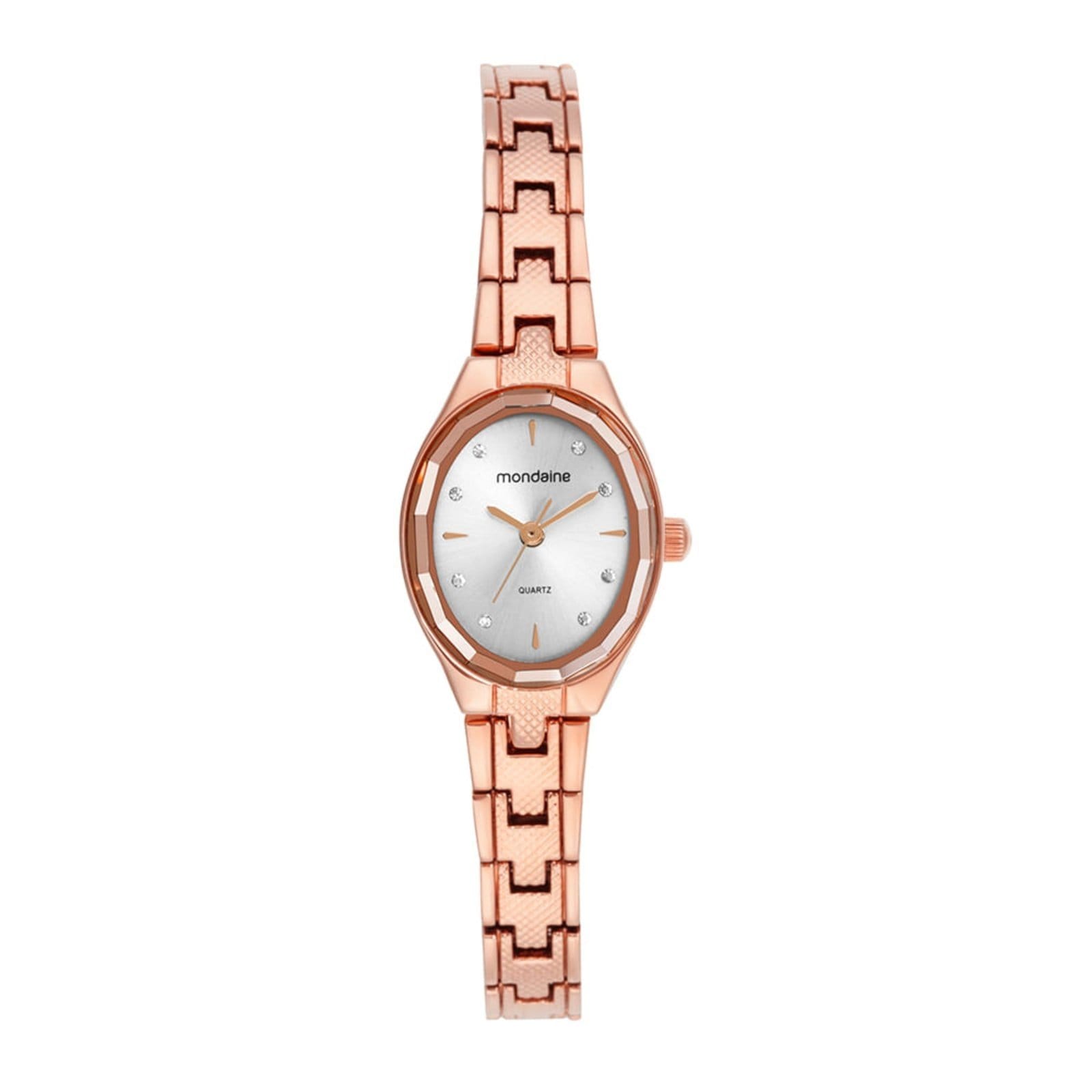 Relógio Feminino Oval Rose Gold Vidro Facetado