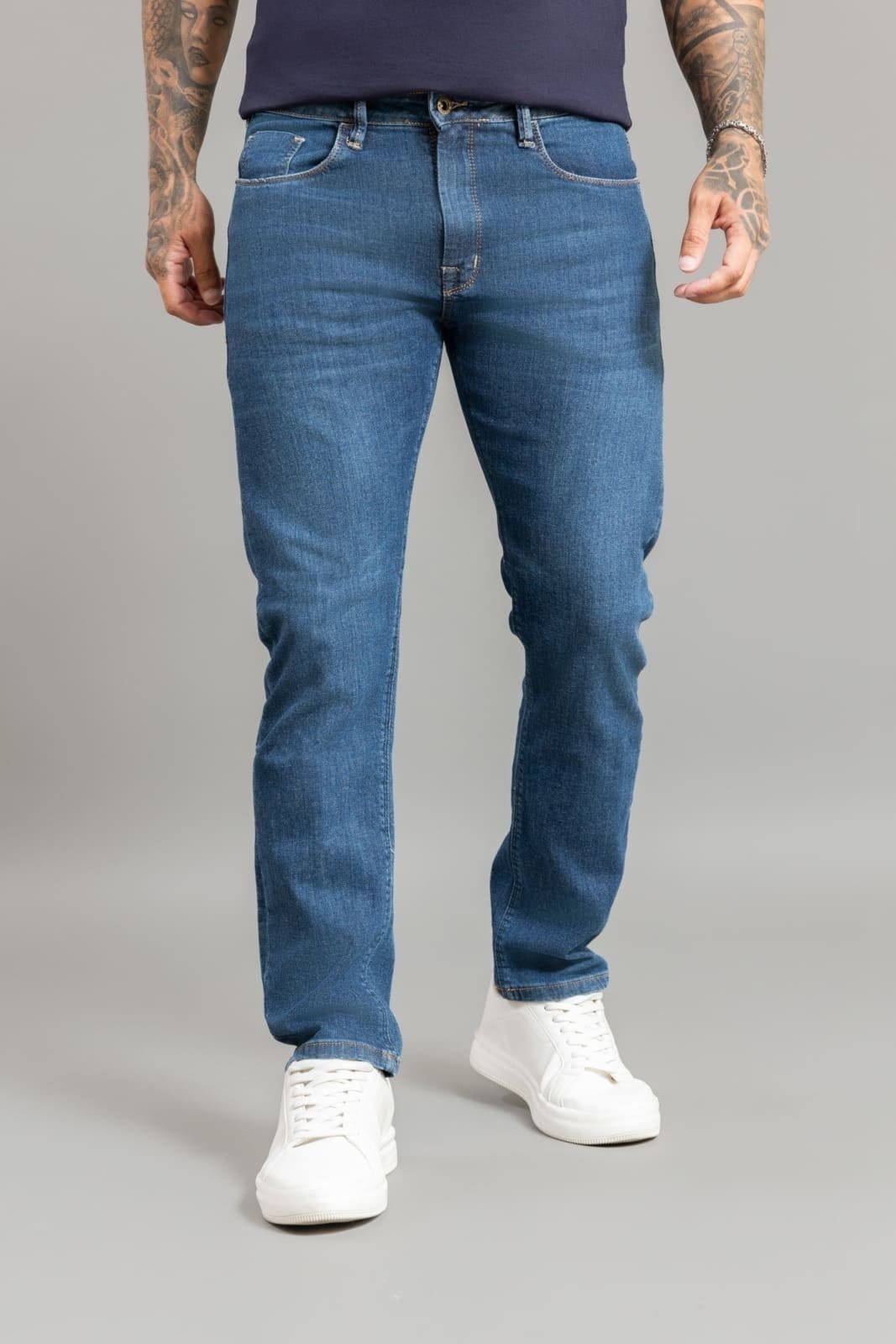 Calça Jeans Masculina Arqueada Lavagem Escura Dialogo