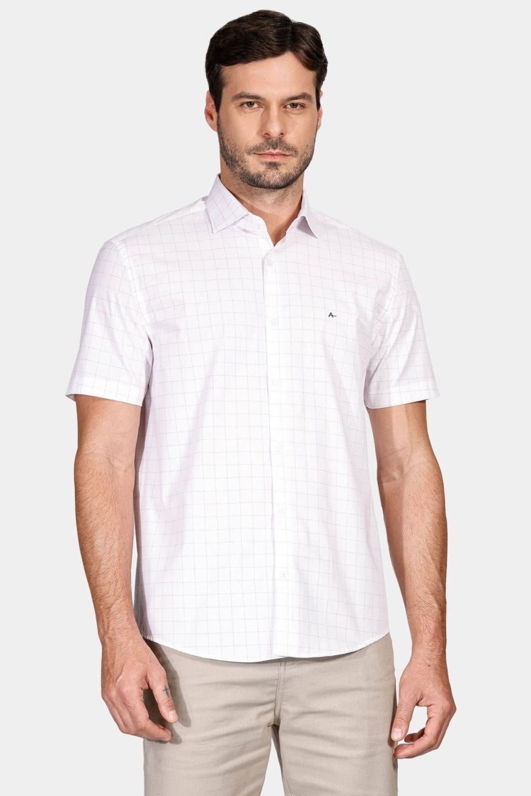 Camisa Aramis Tricoline Xadrez Branco
