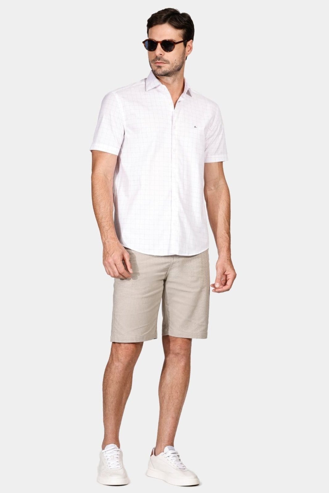 Vista 2 Camisa Aramis Tricoline Xadrez Branco Aramis incolor