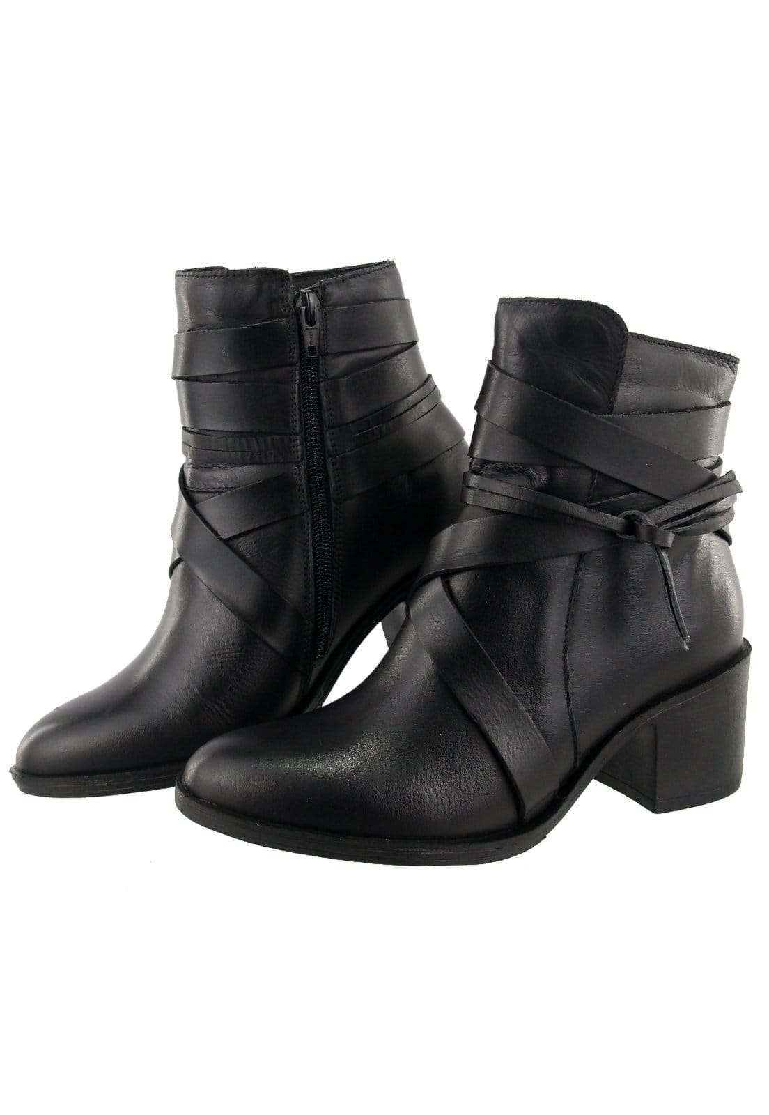 Bota Tranças em Couro Conforto Cano Médio Maria Paula