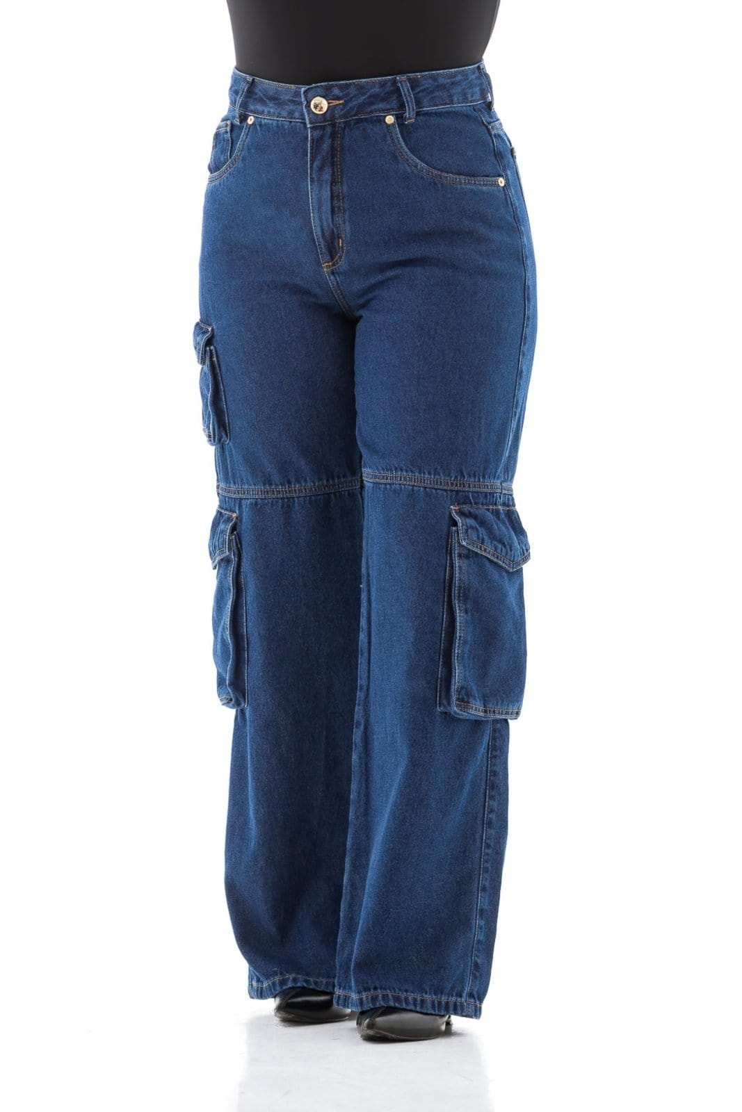 Calça Jeans Feminina Arauto Wide Cargo