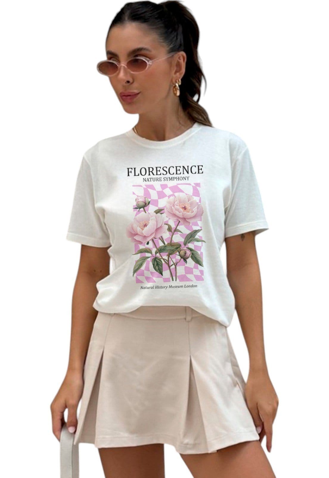 Camiseta Cianitas Off Estampa Florescence