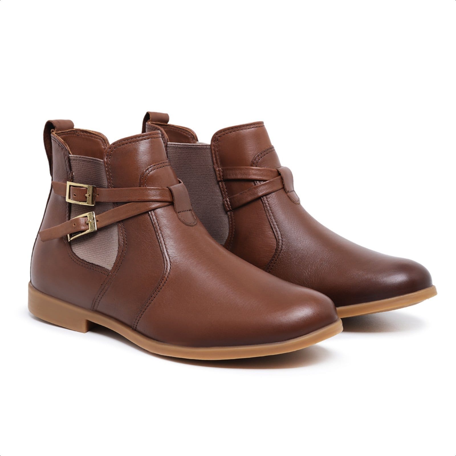 Bota chelsea couro feminina, Mod.0818 Havana