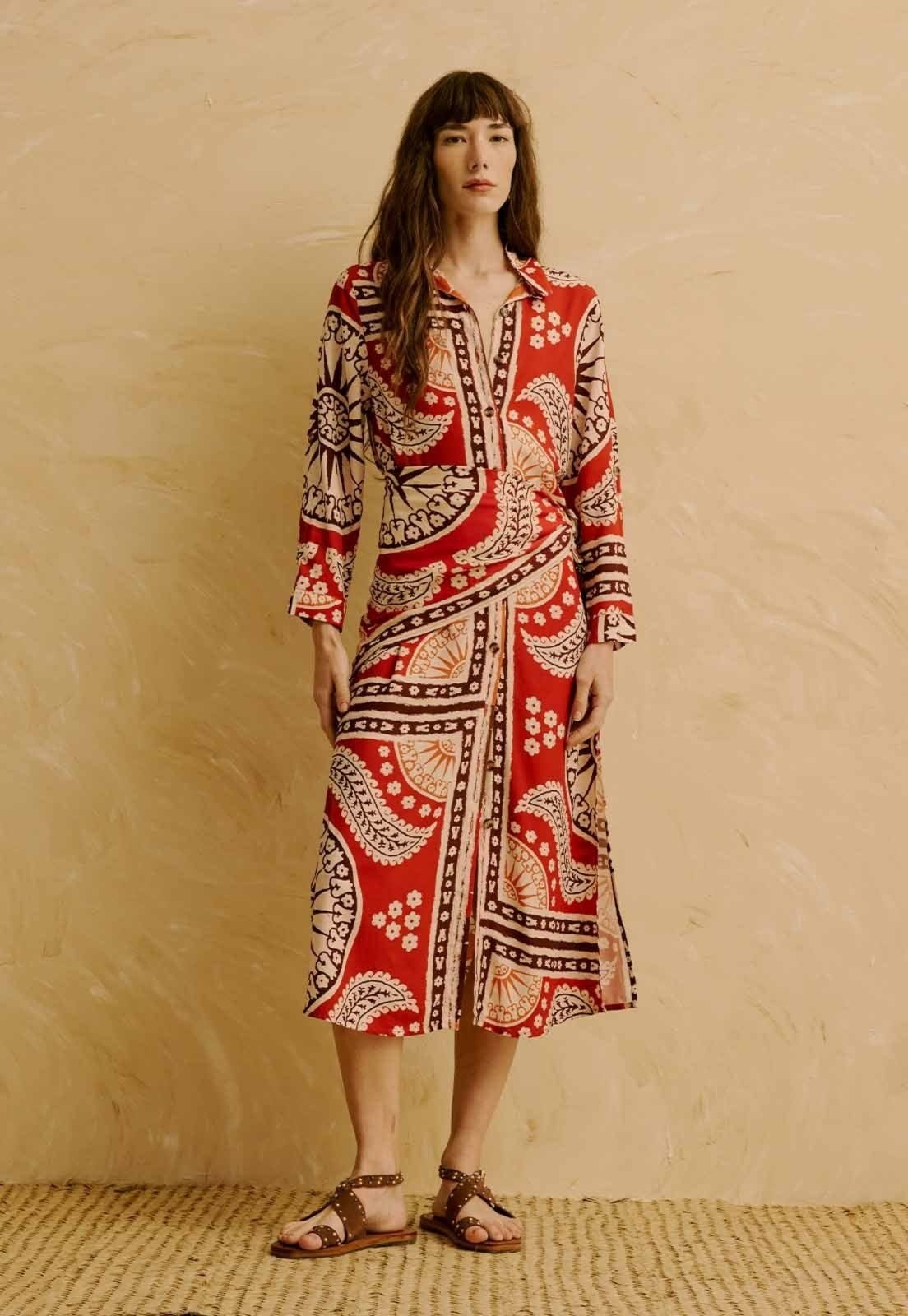 Vestido Chemise Estampado Incaica