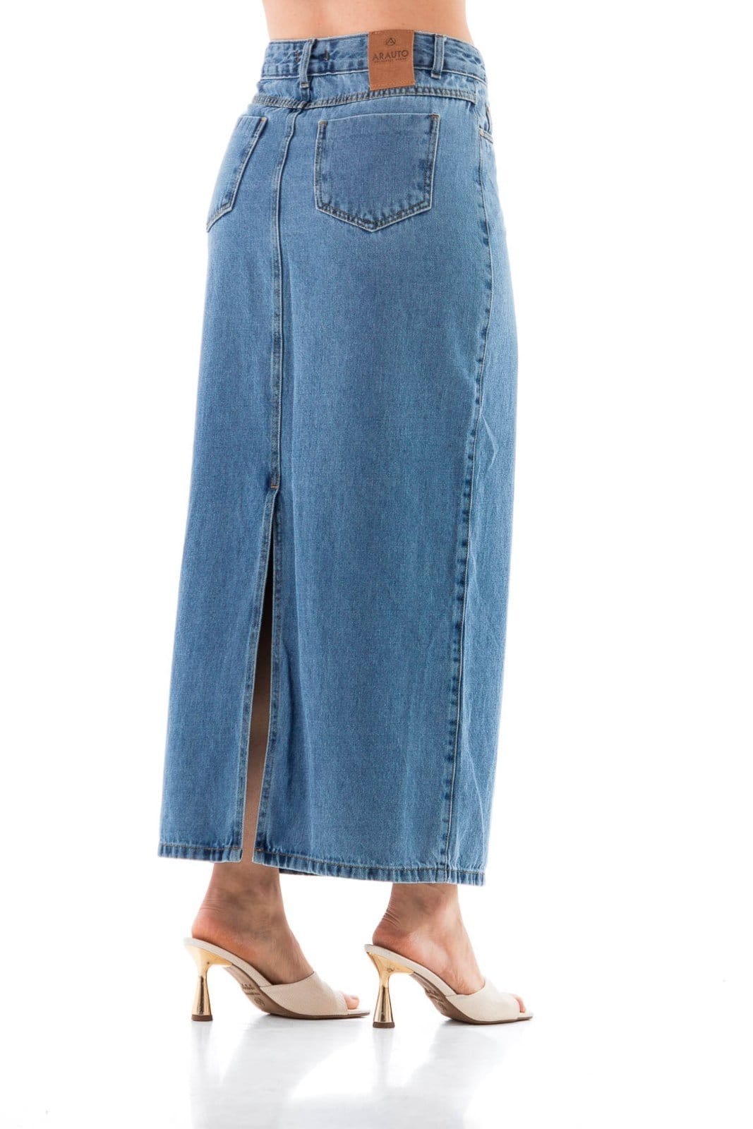 Vista 2 Saia Feminina Arauto Maxi Longa ARAUTO JEANS azul/jeans