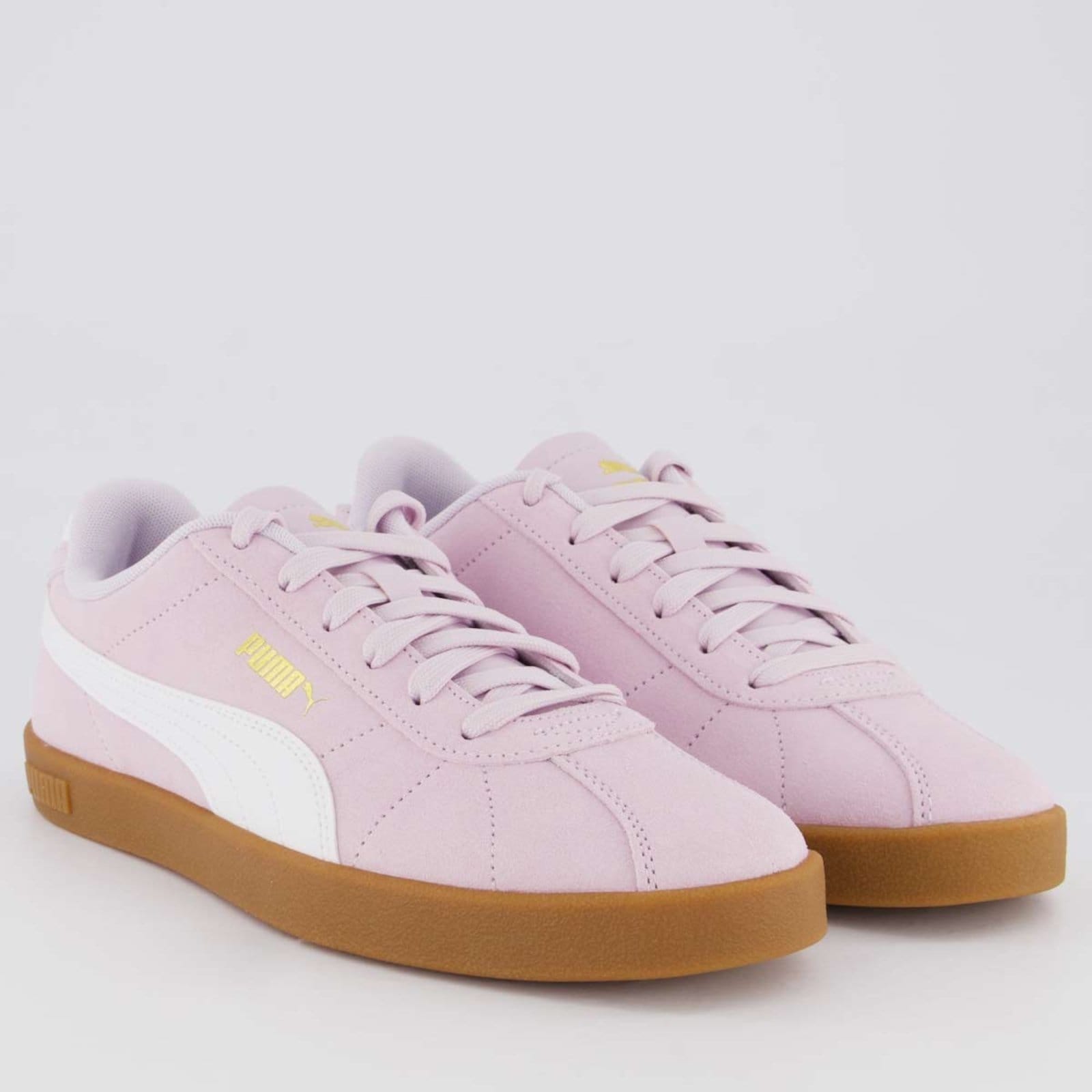 Vista 2 Tênis Puma Club II Feminino Lilás Puma rosa