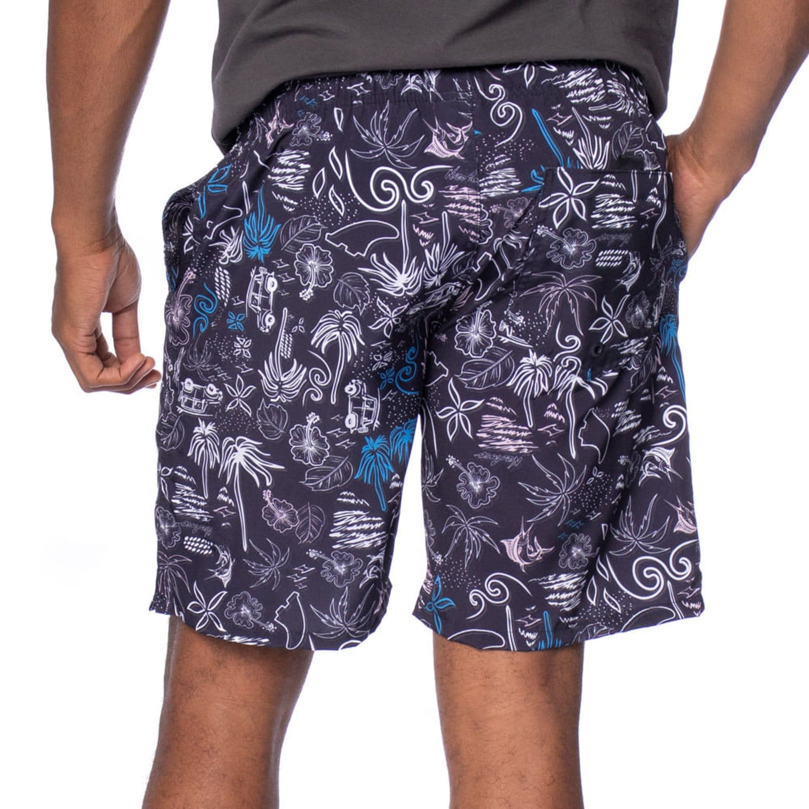 Vista 2 Short Masculino Nicoboco Estampa Praiana branco Nicoboco preto