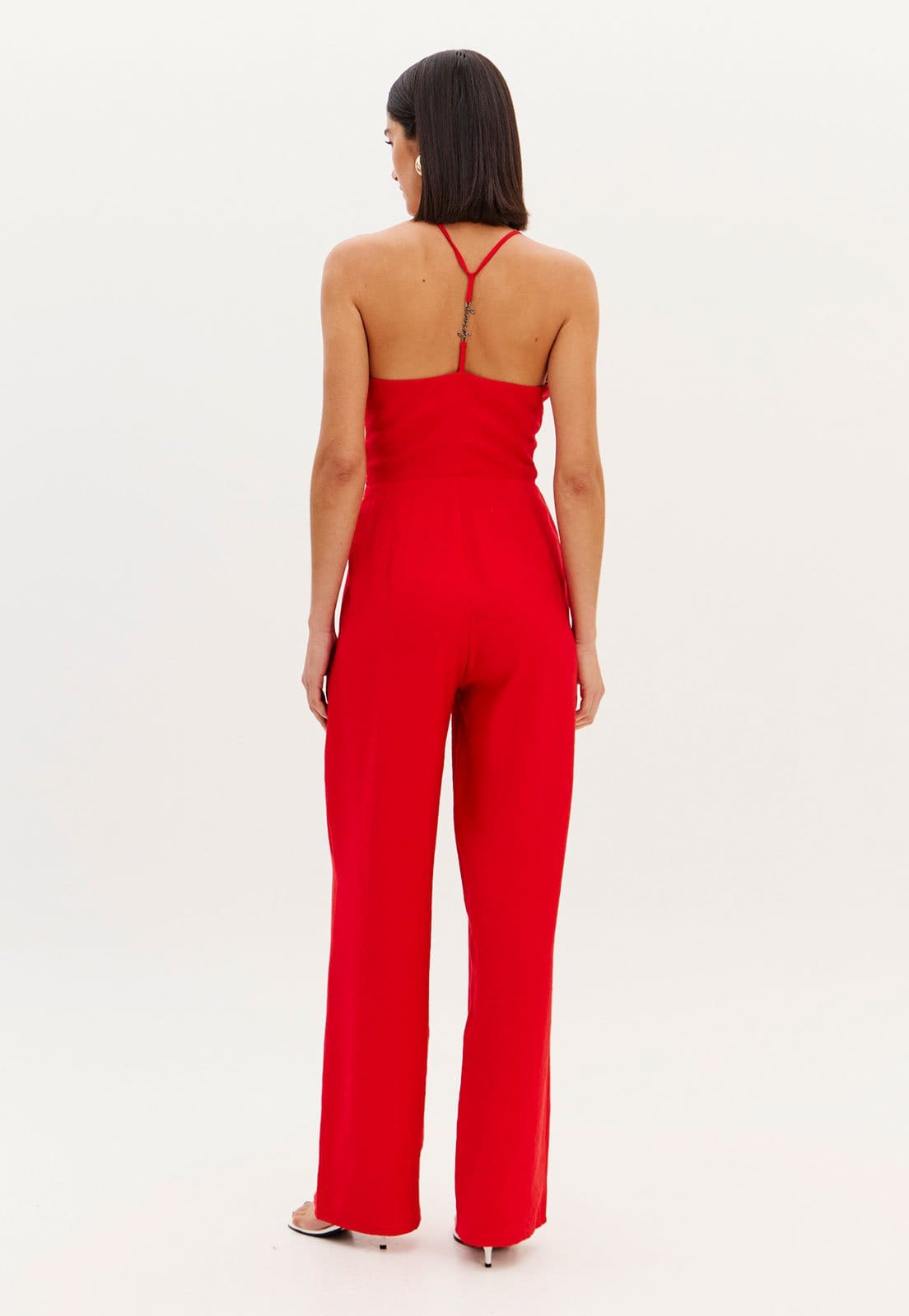 Vista 2 Macacão Feminino Lança Perfume Decote Halter Lança Perfume vermelho