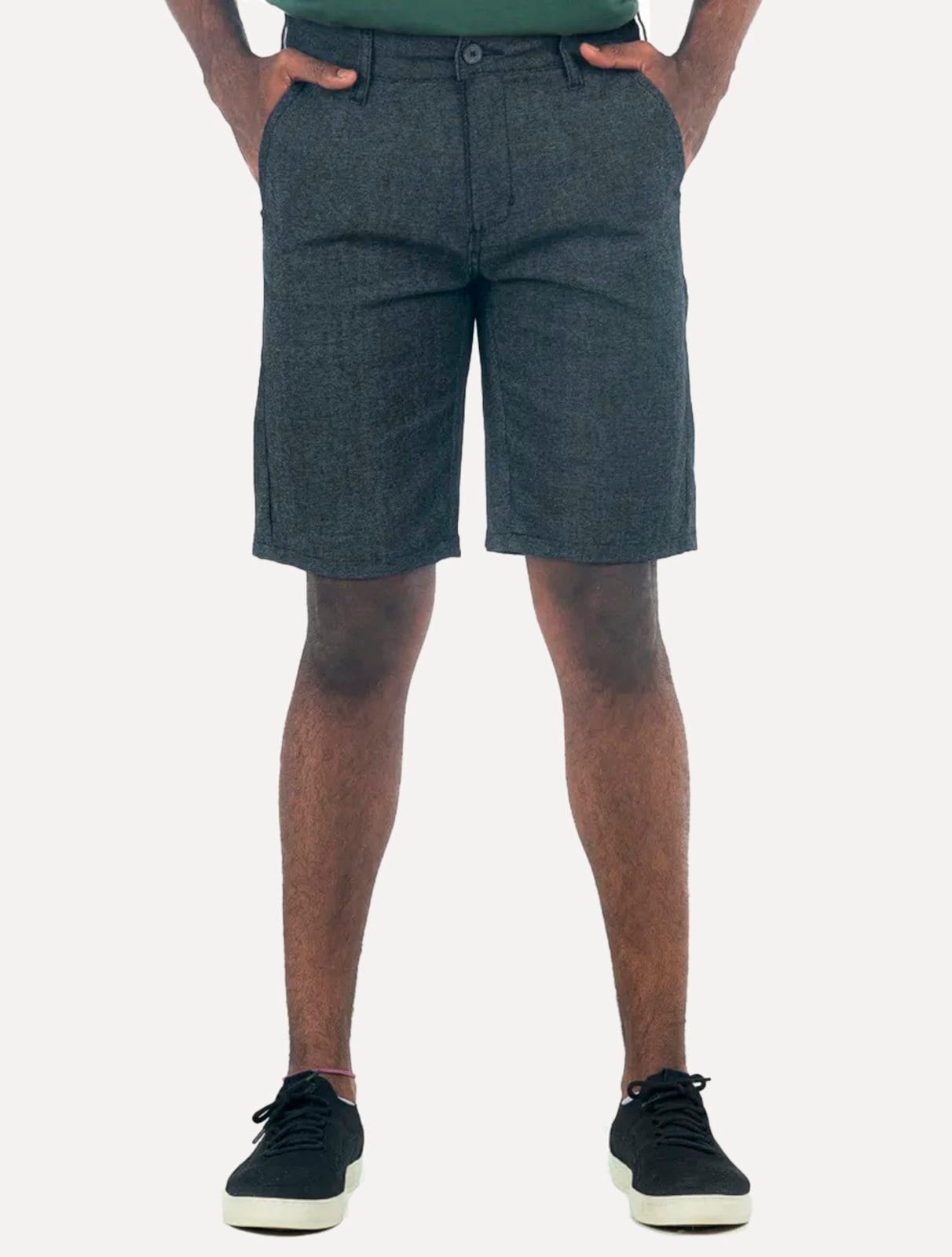 Bermuda King & Joe Sarja Masculina Slim Texture Marinho Mescla