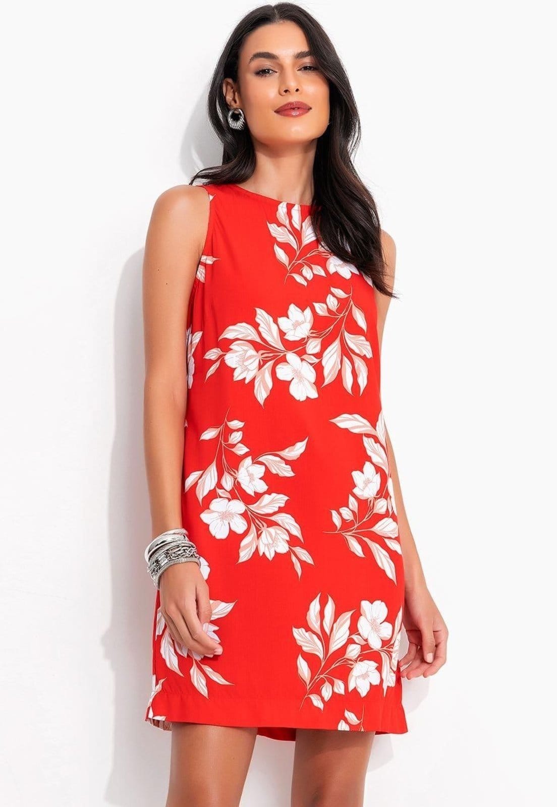 Vestido Em Viscose Plana Floral