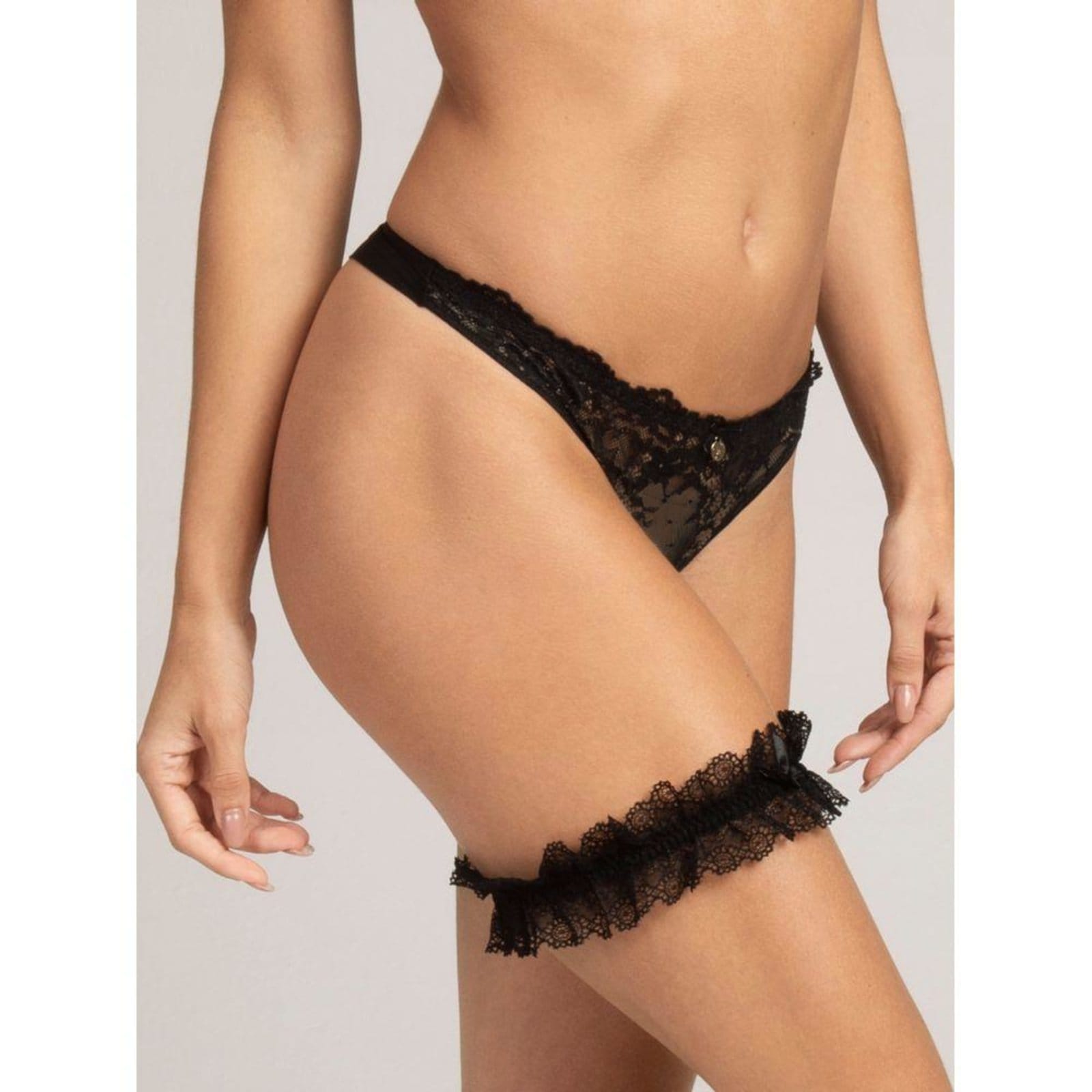 Vista principal Liga Avulsa de Perna Renda Loungerie preto