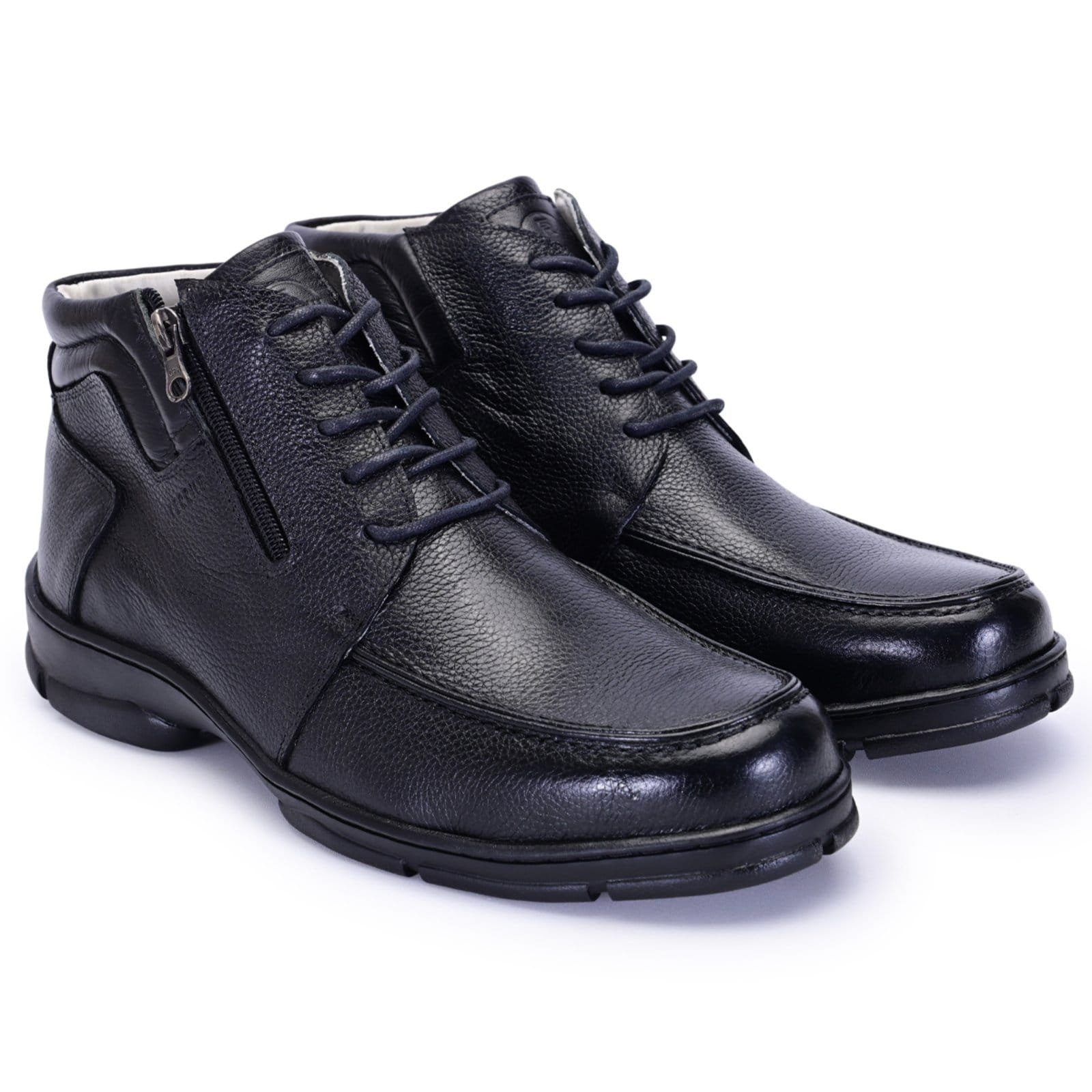 Vista 2 Bota Coturno Masculino Couro Conforto Anatômico Preta Ferrile preto