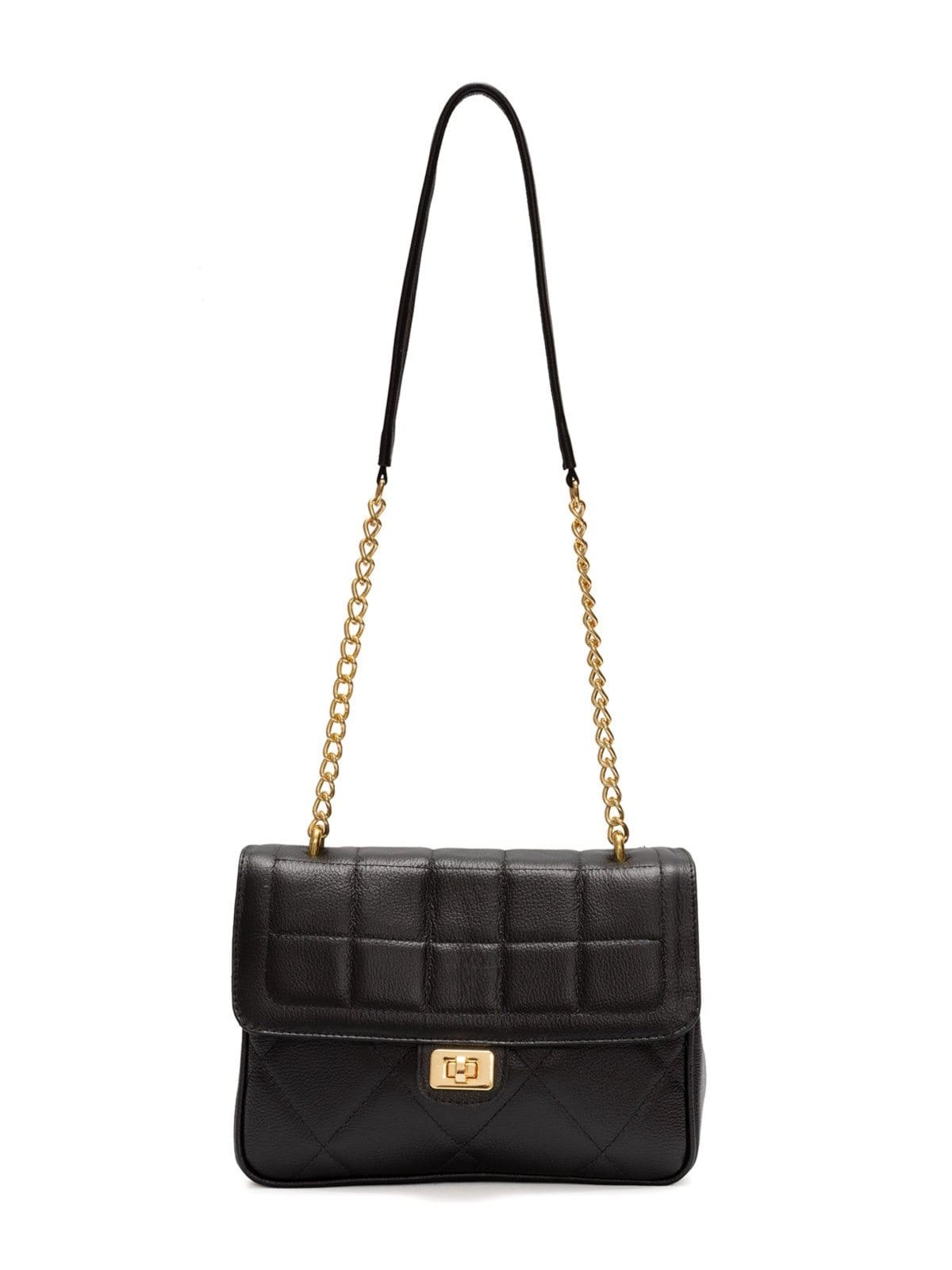 Vista principal Bolsa de Couro Tiracolo Griffazzi Preta Griffazzi preto