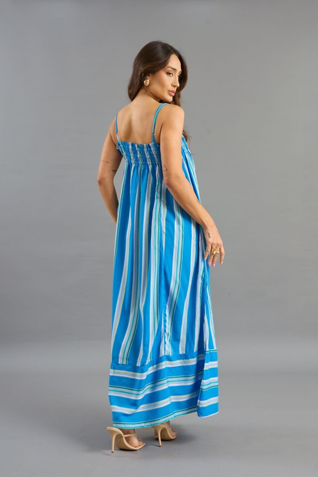 Vista 2 Vestido Longo Casual Chic em Viscose Lemier Collection LEMIER azul