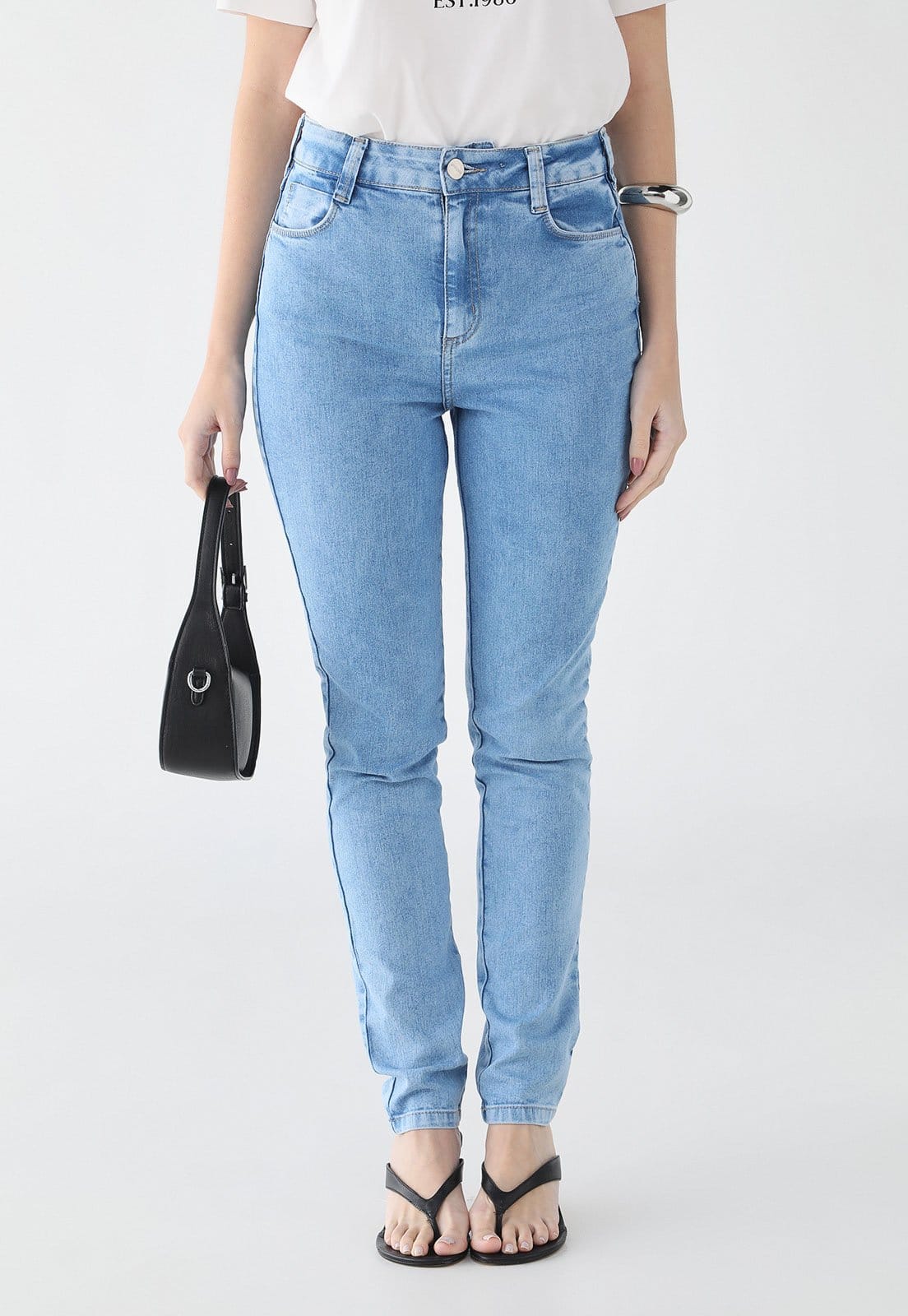 Calça Jeans Feminina Colcci Cintura Alta Lavagem Clara