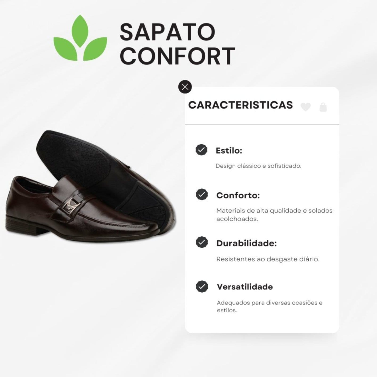 Vista 2 Sapato Social Masculino Ortopédico Clássico Confortável Elegande Bia Ramos café