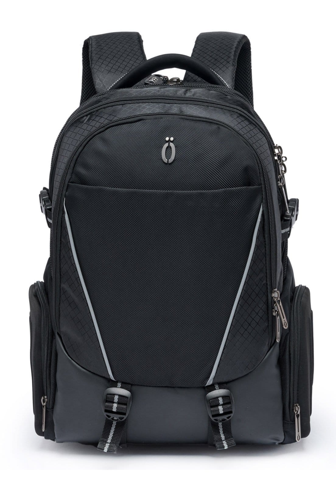 Vista principal Mochila Executiva Antifurto Notebook Espaçosa Bolsa Trabalho Masculina Resistente Ozil preto