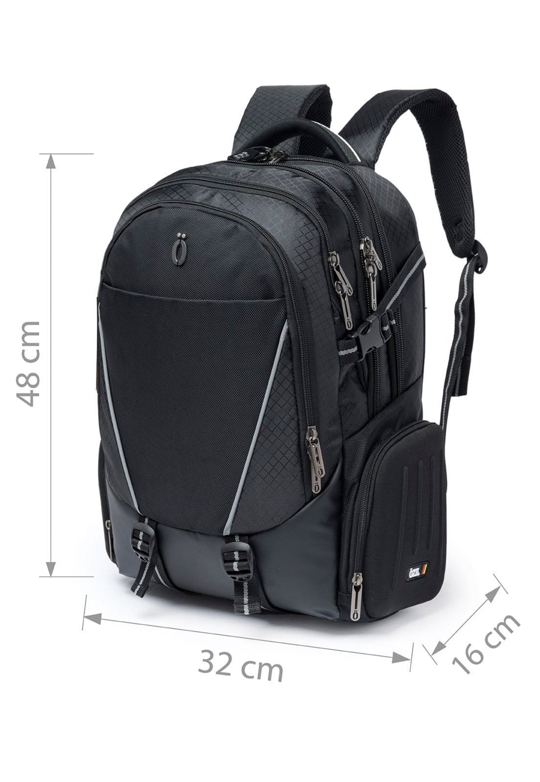 Vista 2 Mochila Executiva Antifurto Notebook Espaçosa Bolsa Trabalho Masculina Resistente Ozil preto